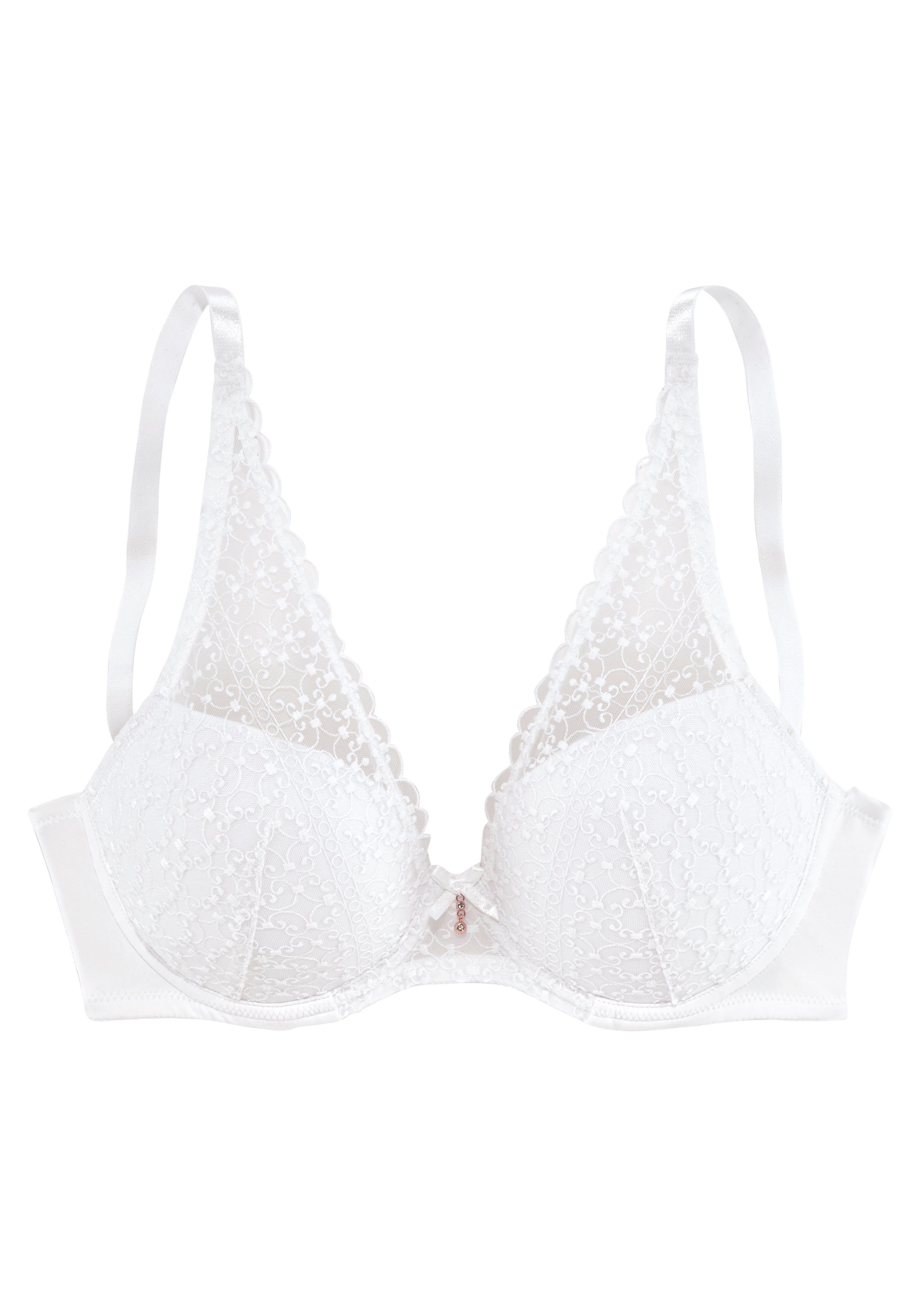 Nuance Bh met steuncups mooie borduurkant in een modieuze look, dessous grote cupmaten maat 105 D wit