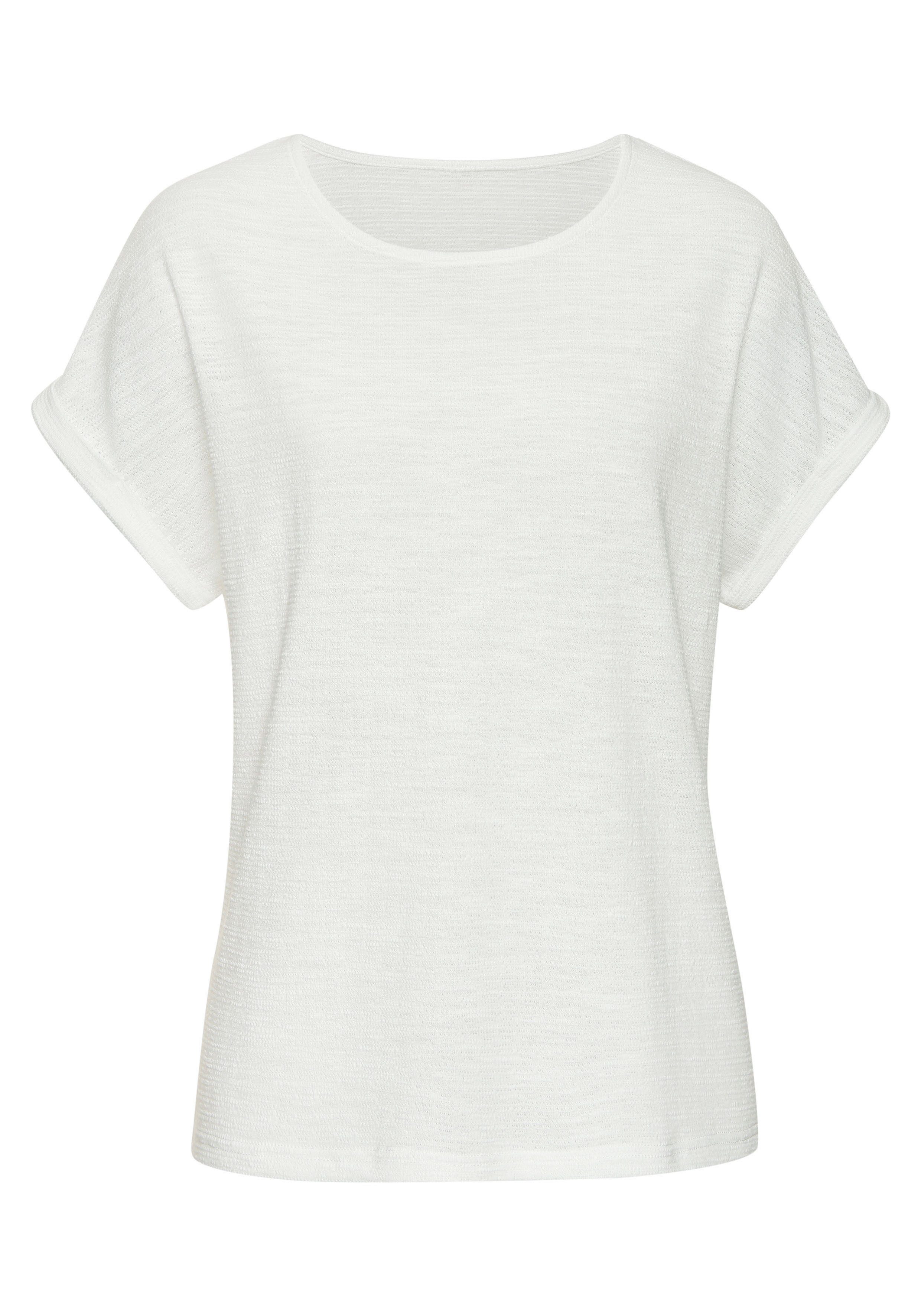 Vivance T-shirt Van strijkvrije structuur brei van kreukvrije structuurbrei en met gerecycled polyestervezels (Set van 2)