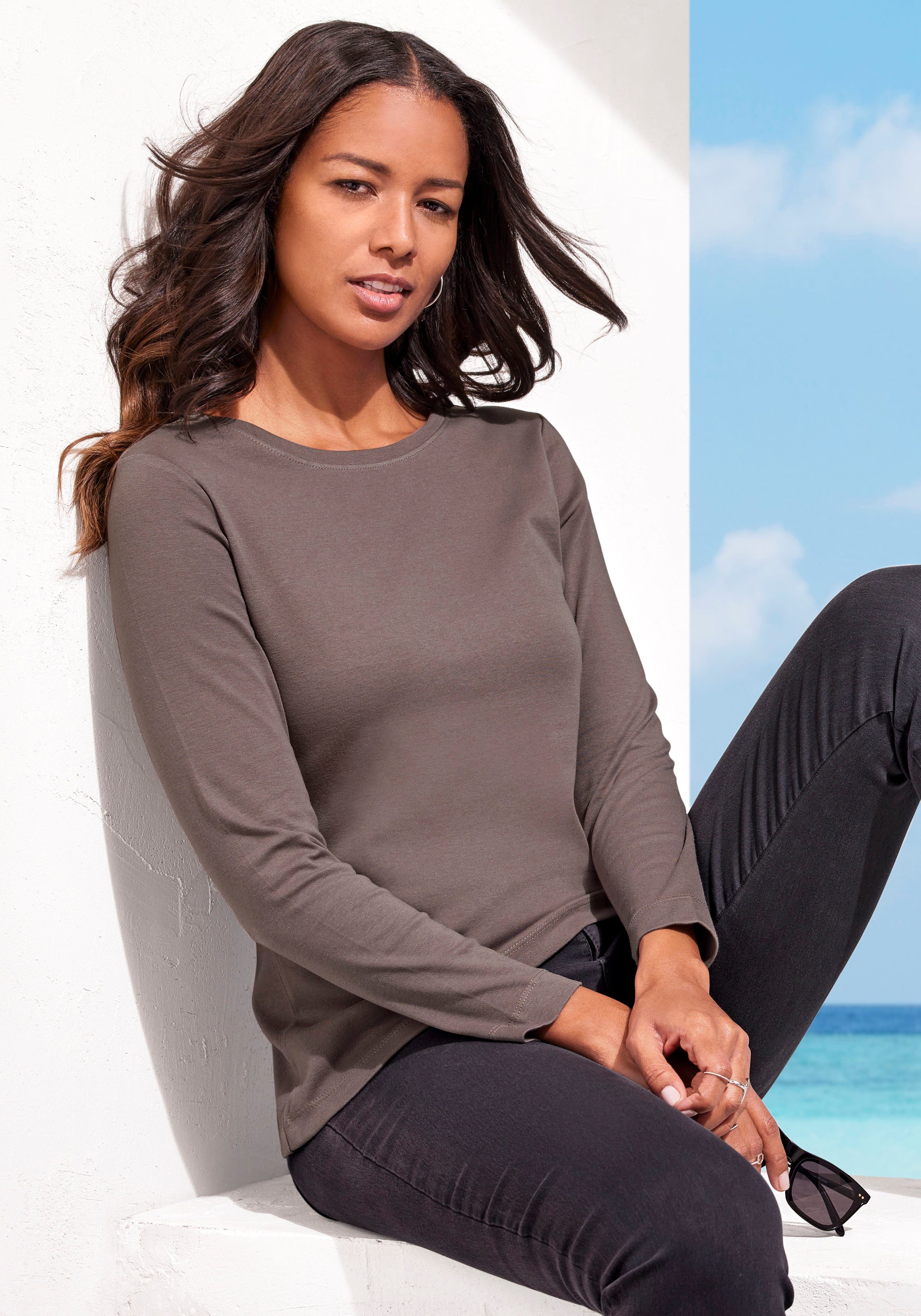 Vivance Shirt met lange mouwen Van puur katoen van licht verwarmende interlock kwaliteit (2-delig, Set van 2)