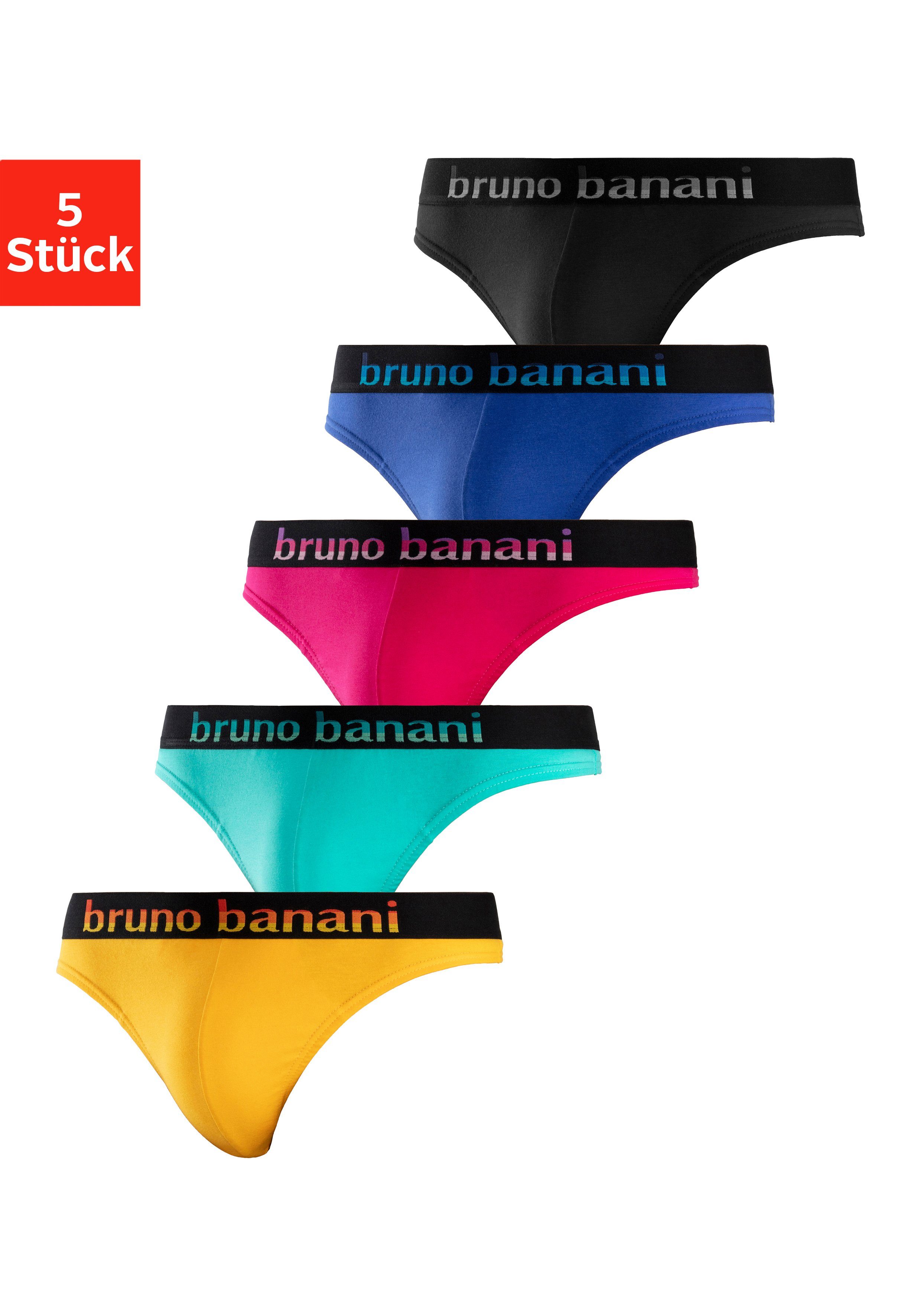 Bruno Banani String met gestreepte logoweefband (set, 5 stuks)