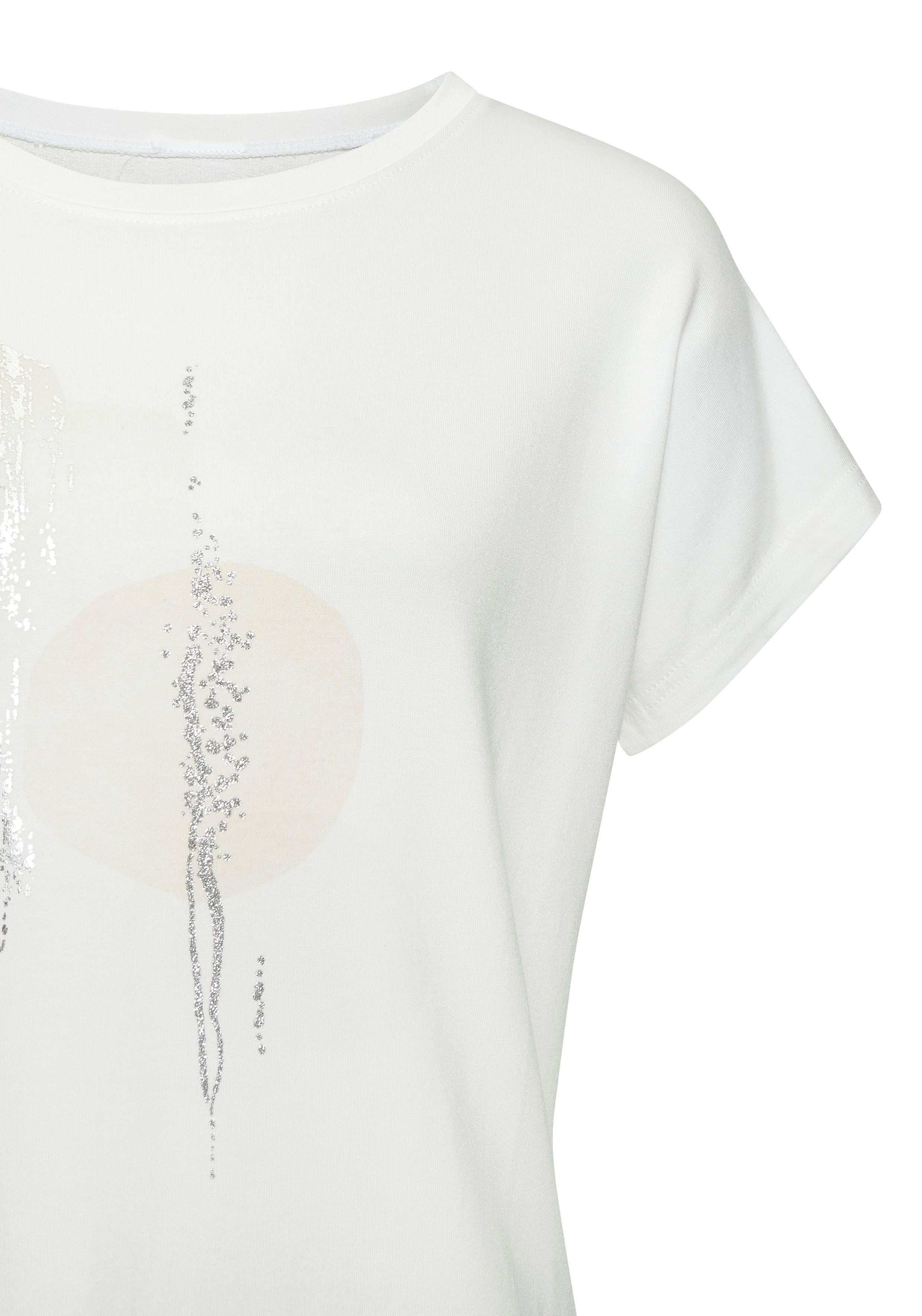Lascana Shirt met ronde hals Met glanzende folieprint van hoogwaardige french terry-kwaliteit van viscose