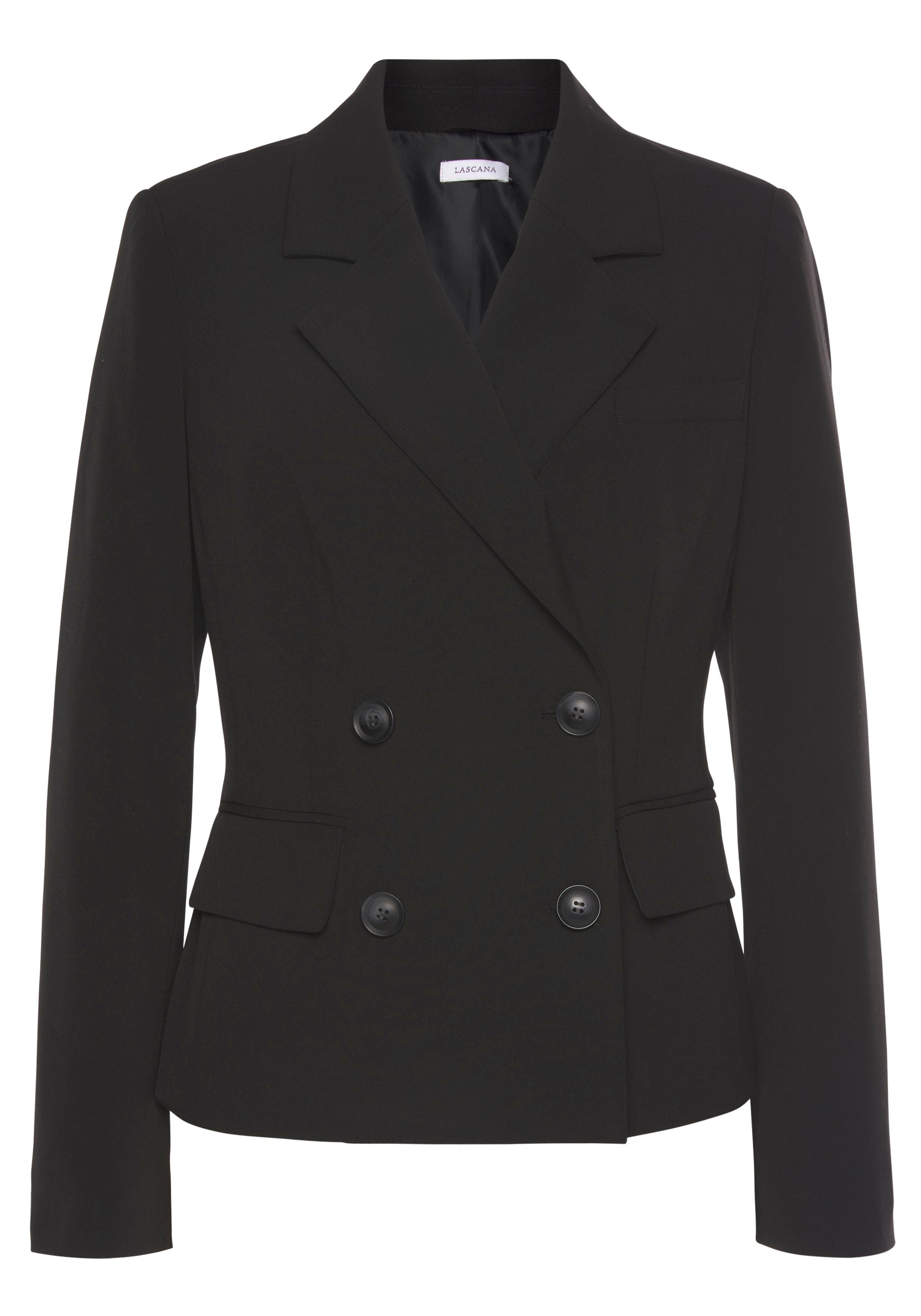 Lascana Korte blazer met dubbele knoopsluiting, damesblazer, sportief-elegant