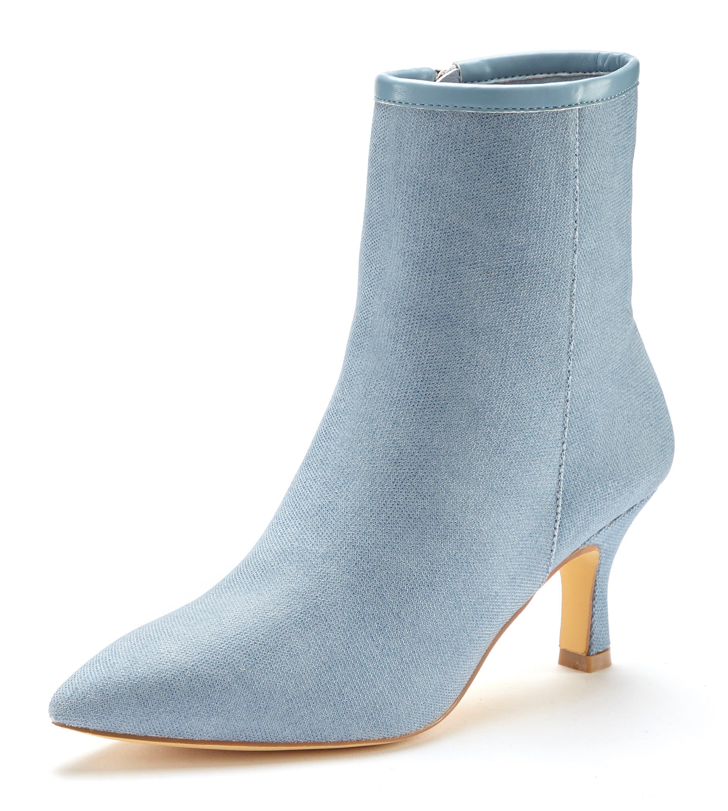 Lascana Laarsjes High-heel enkellaars in denim-look VEGAN