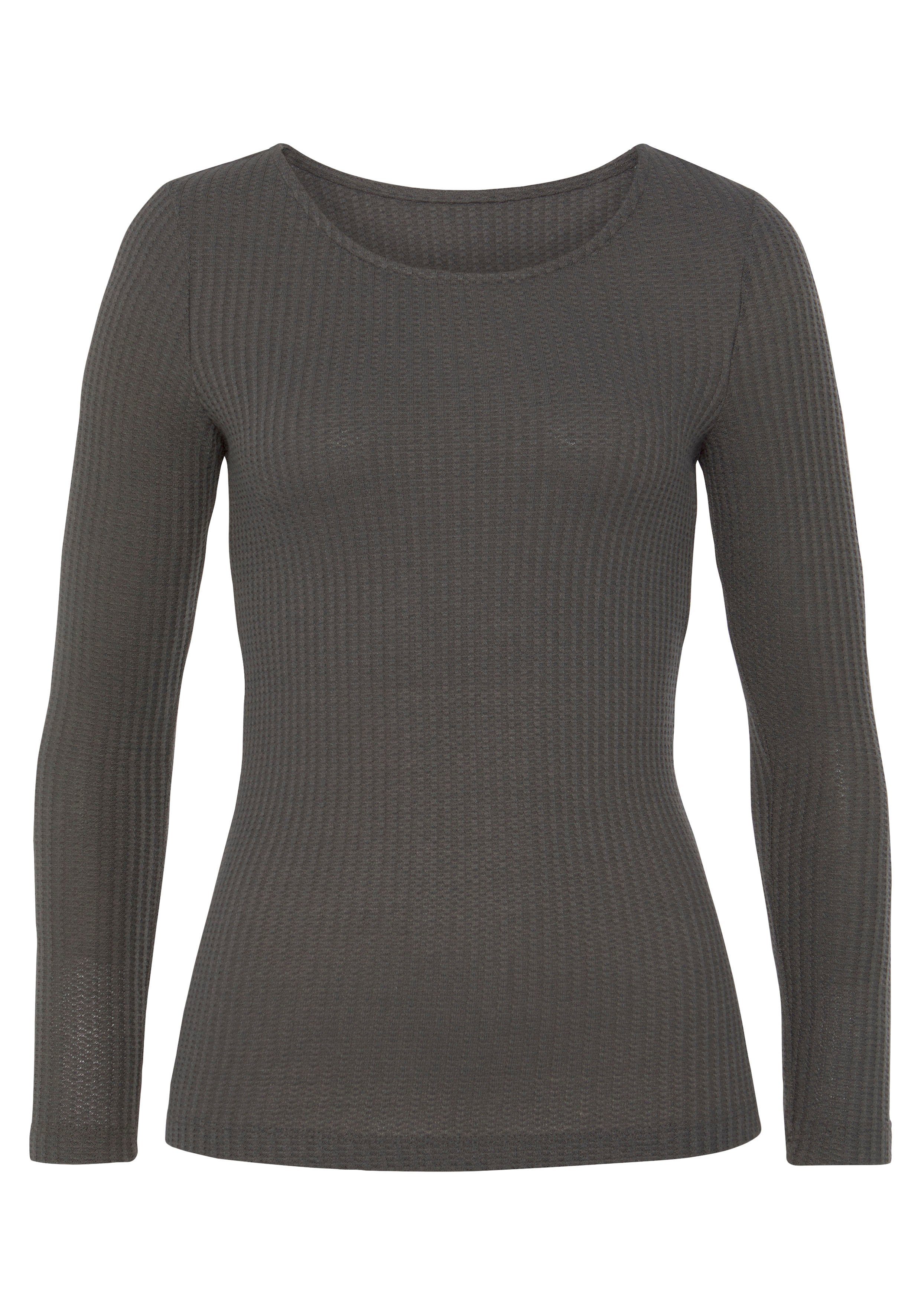 Lascana Shirt met lange mouwen In modieuze piqué-optiek van onderhoudsvriendelijke kwaliteit met viscose