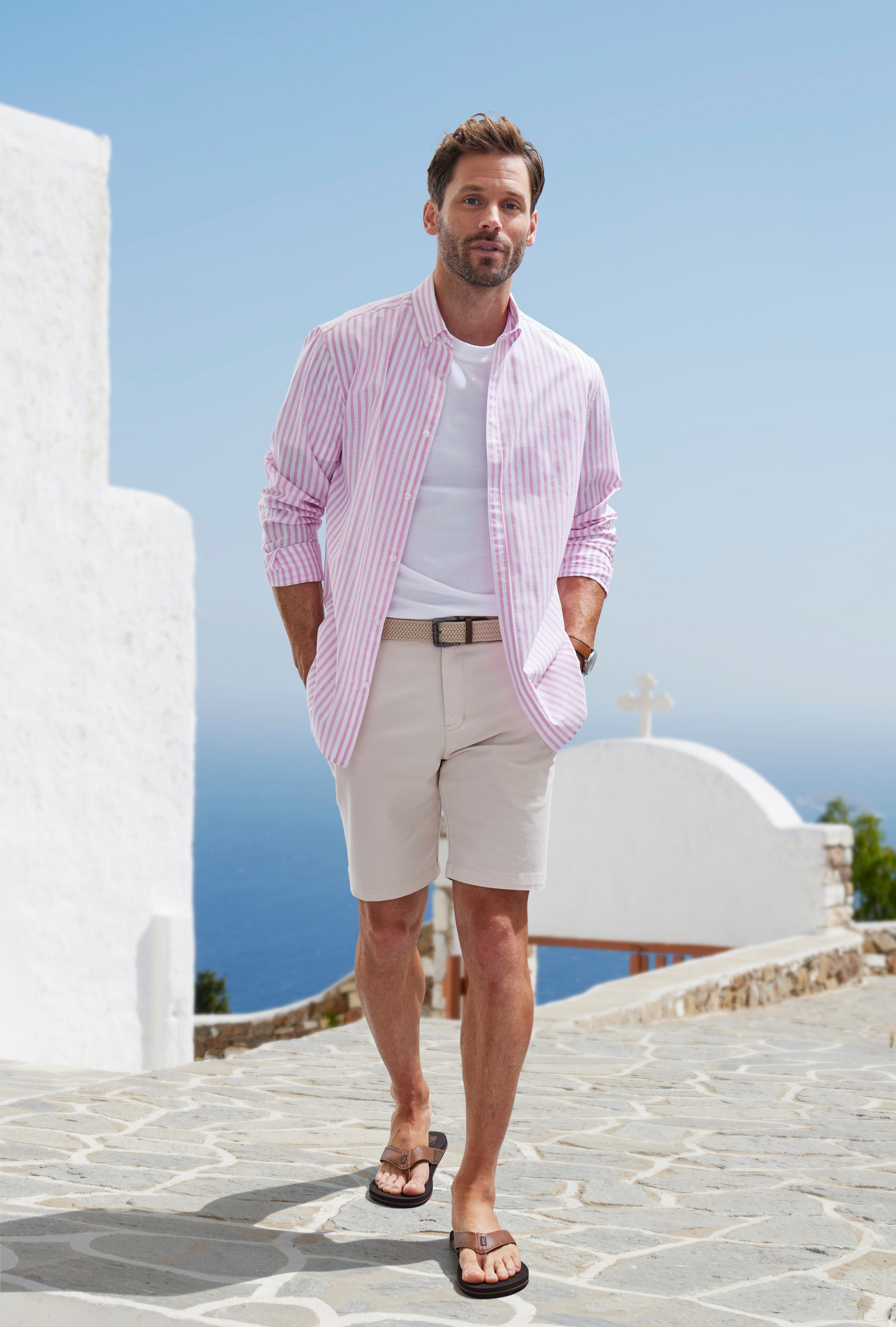 John Devin Overhemd met lange mouwen Regular fit Gestreept overhemd met button-down-kraag, van 100% katoen