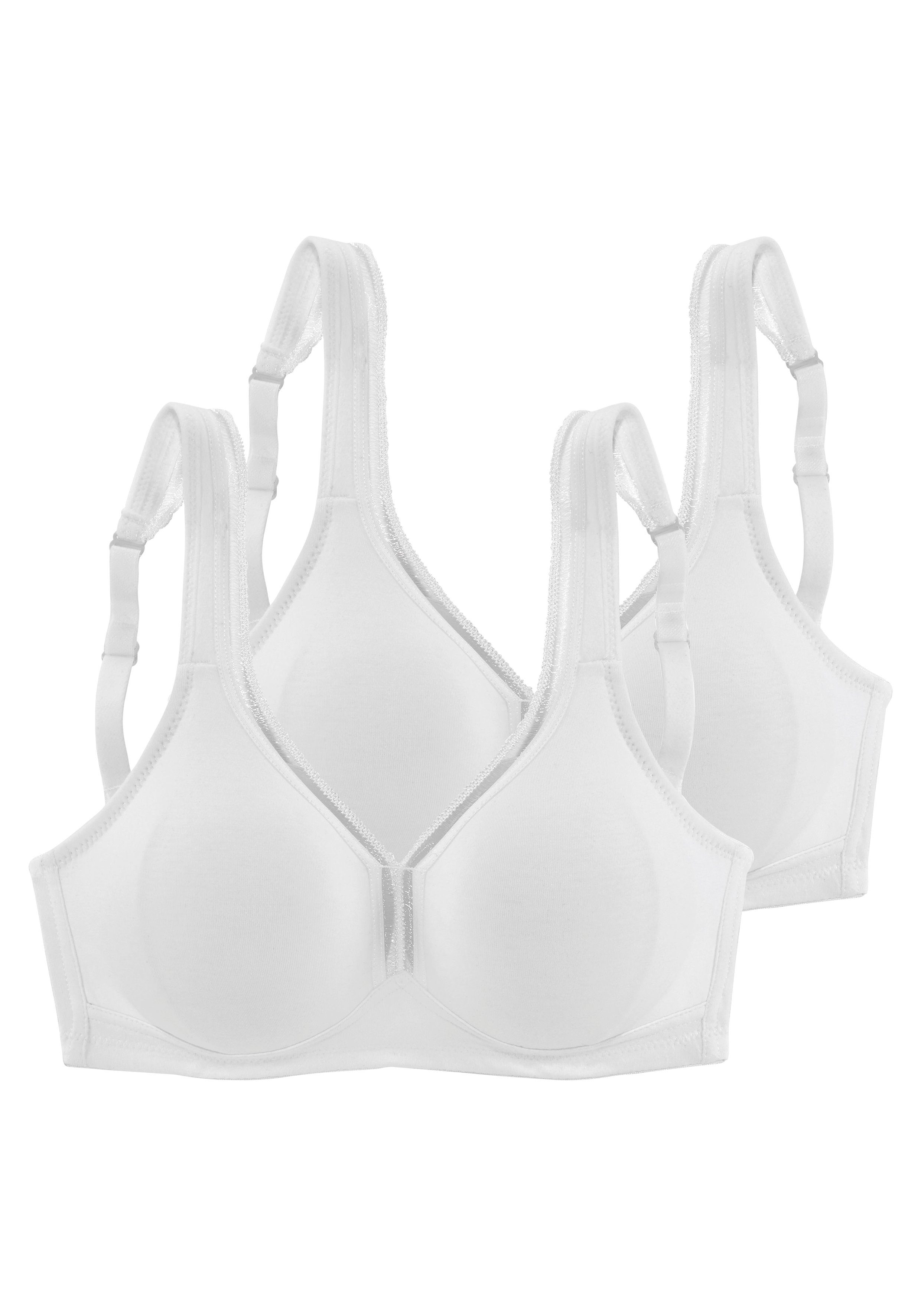Petite fleur T-shirt-bh zonder beugels van katoen, basic dessous (Set van 2)