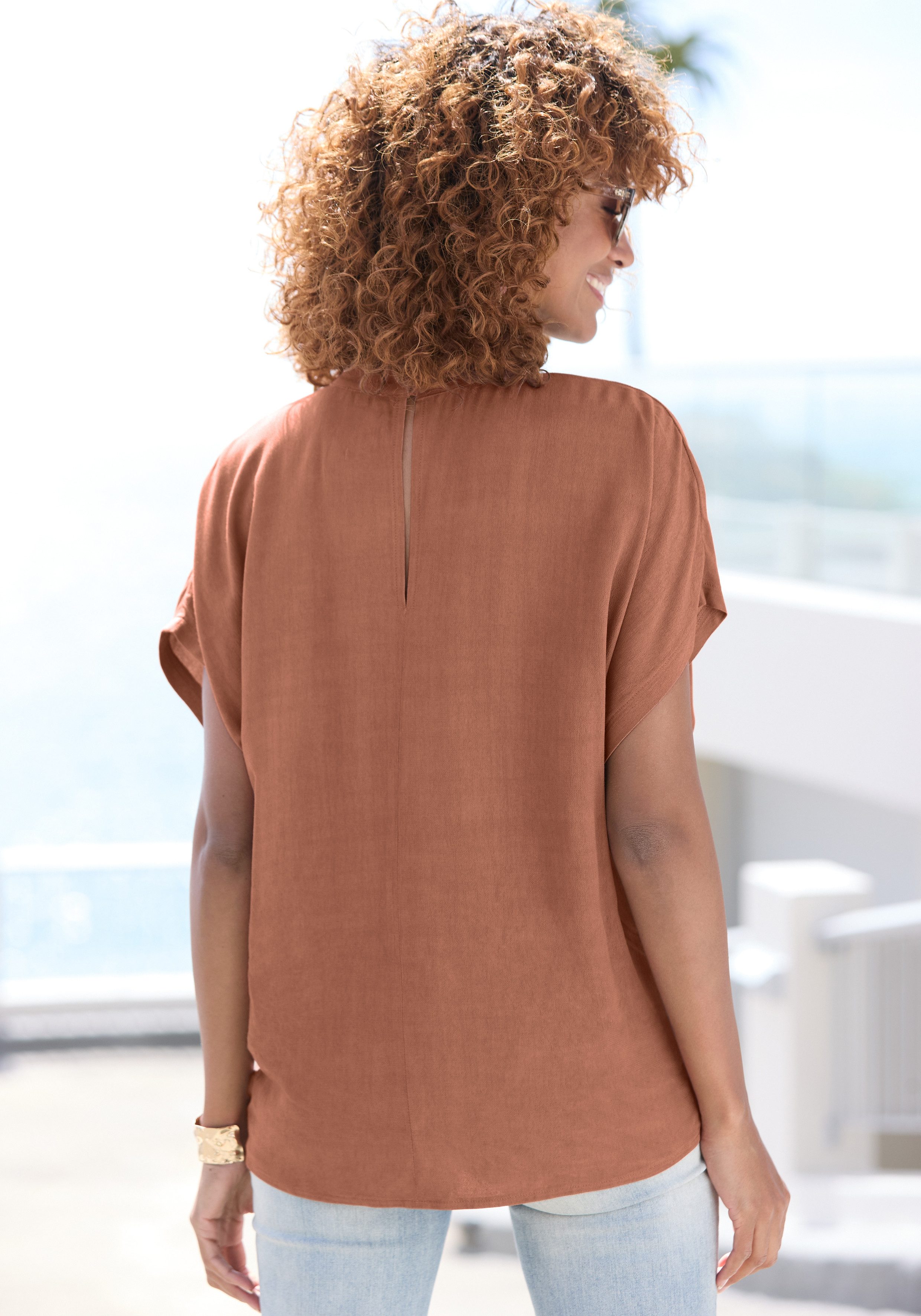 Lascana Blouse met korte mouwen in losse pasvorm, damesblouse, sportief elegant
