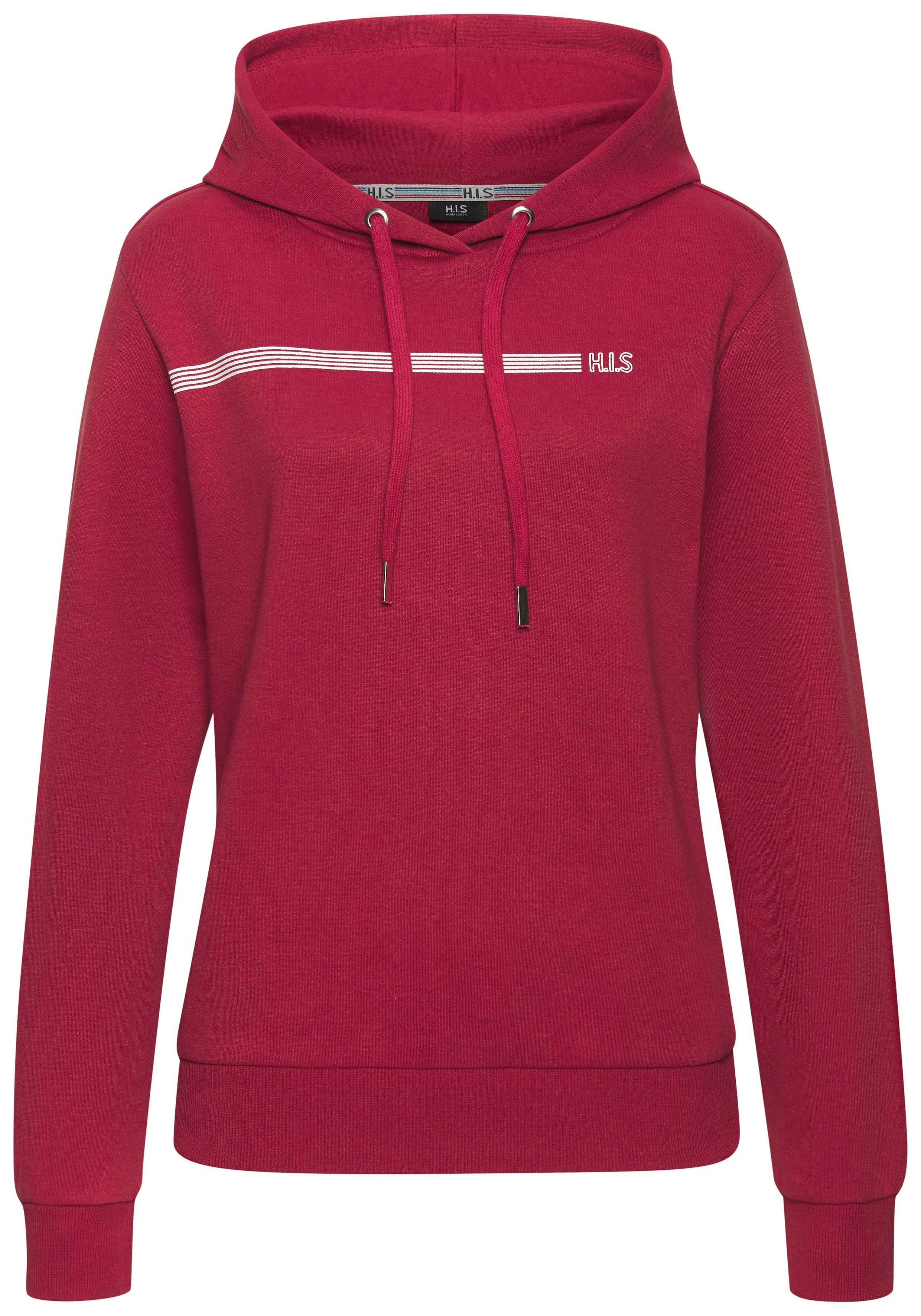 H.I.S Hoodie met kangoeroe zak en streepdru print