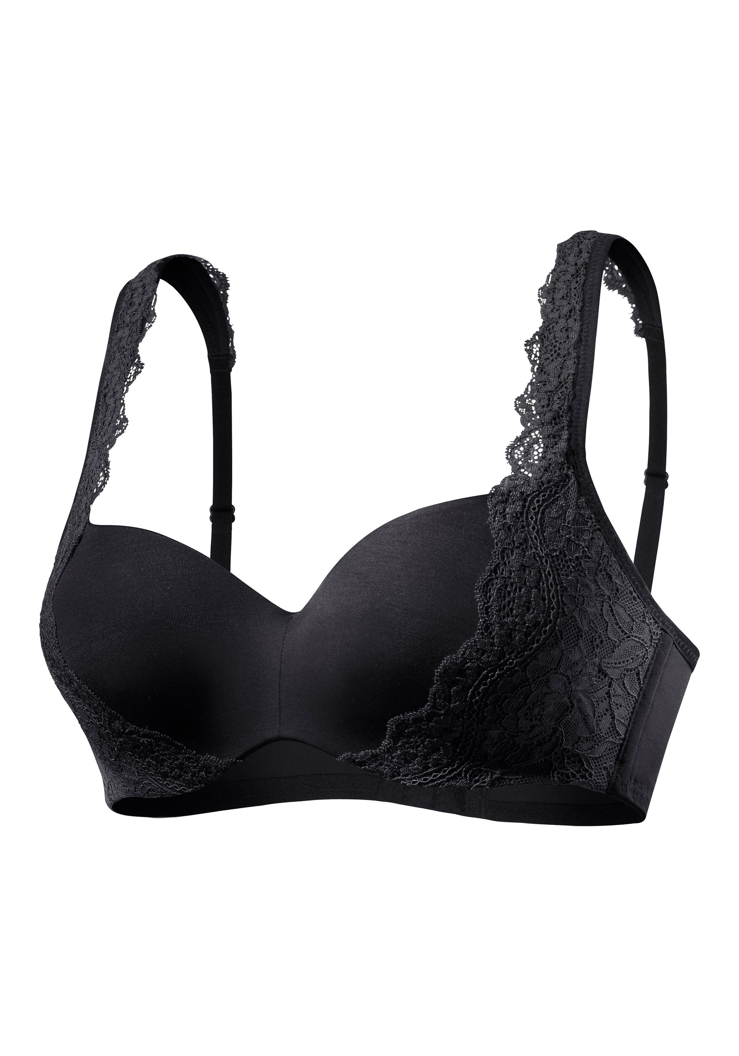 Nuance Bh met steuncups Optimizer met beugel en fijne jacquardkant, dessous beugel bh's maat 80 AA zwart