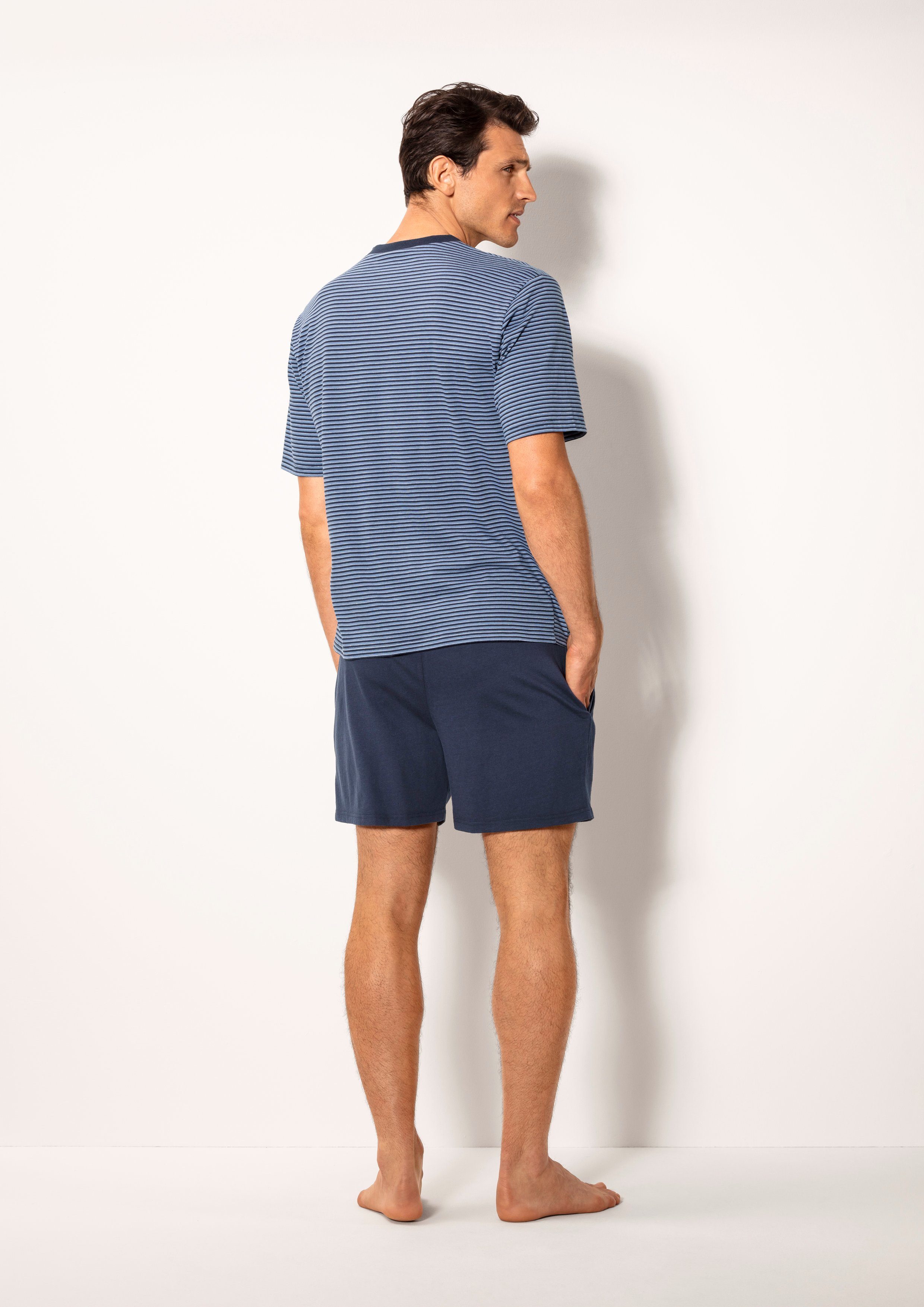 le jogger® Pyjama Pyjama met garenverfde streep (4-delig, Set van 2)