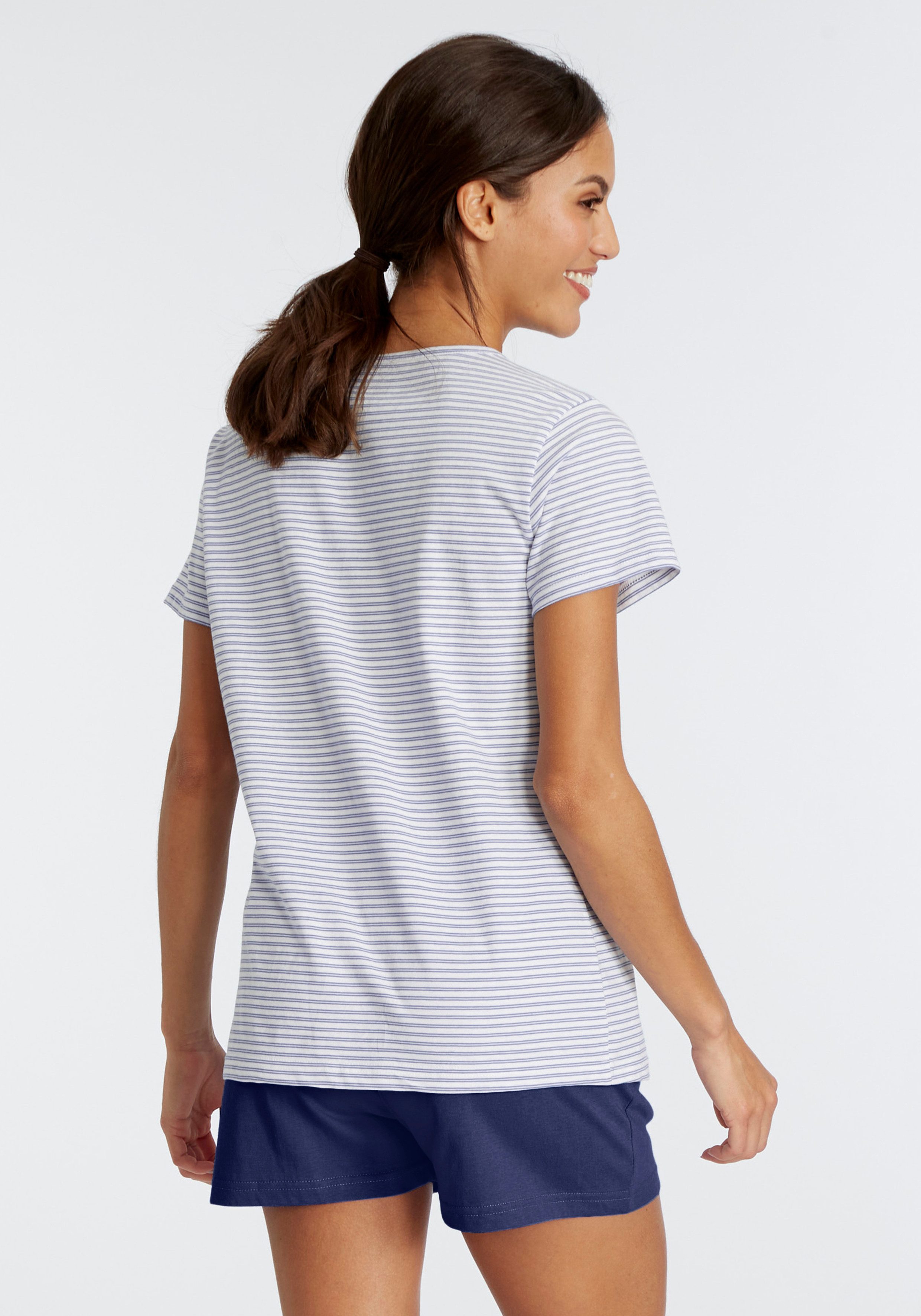 Vivance Dreams Shortama met strepen van voorgeverfd garen (set, 2-delig)