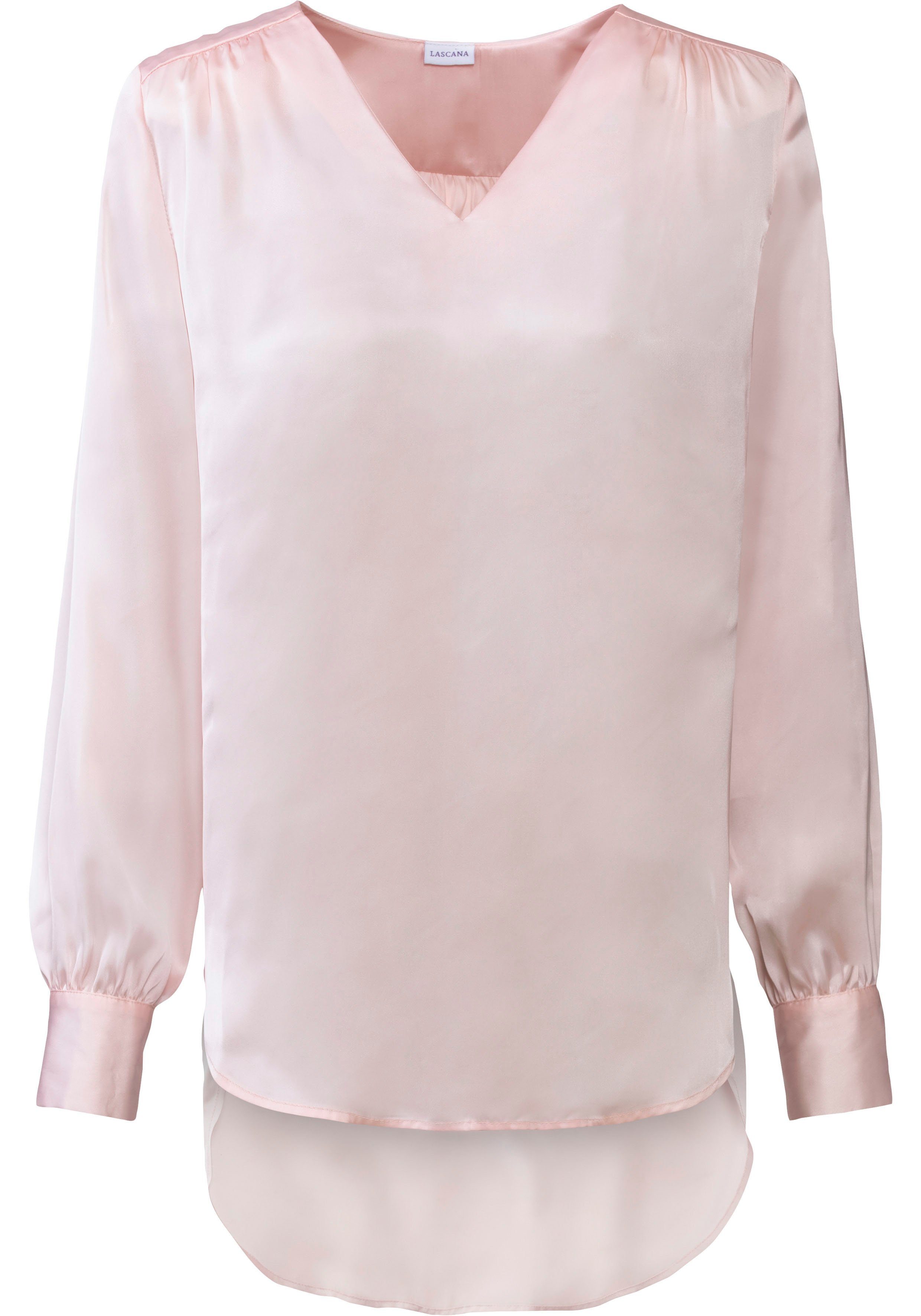 lascana satijnen blouse met v-hals roze