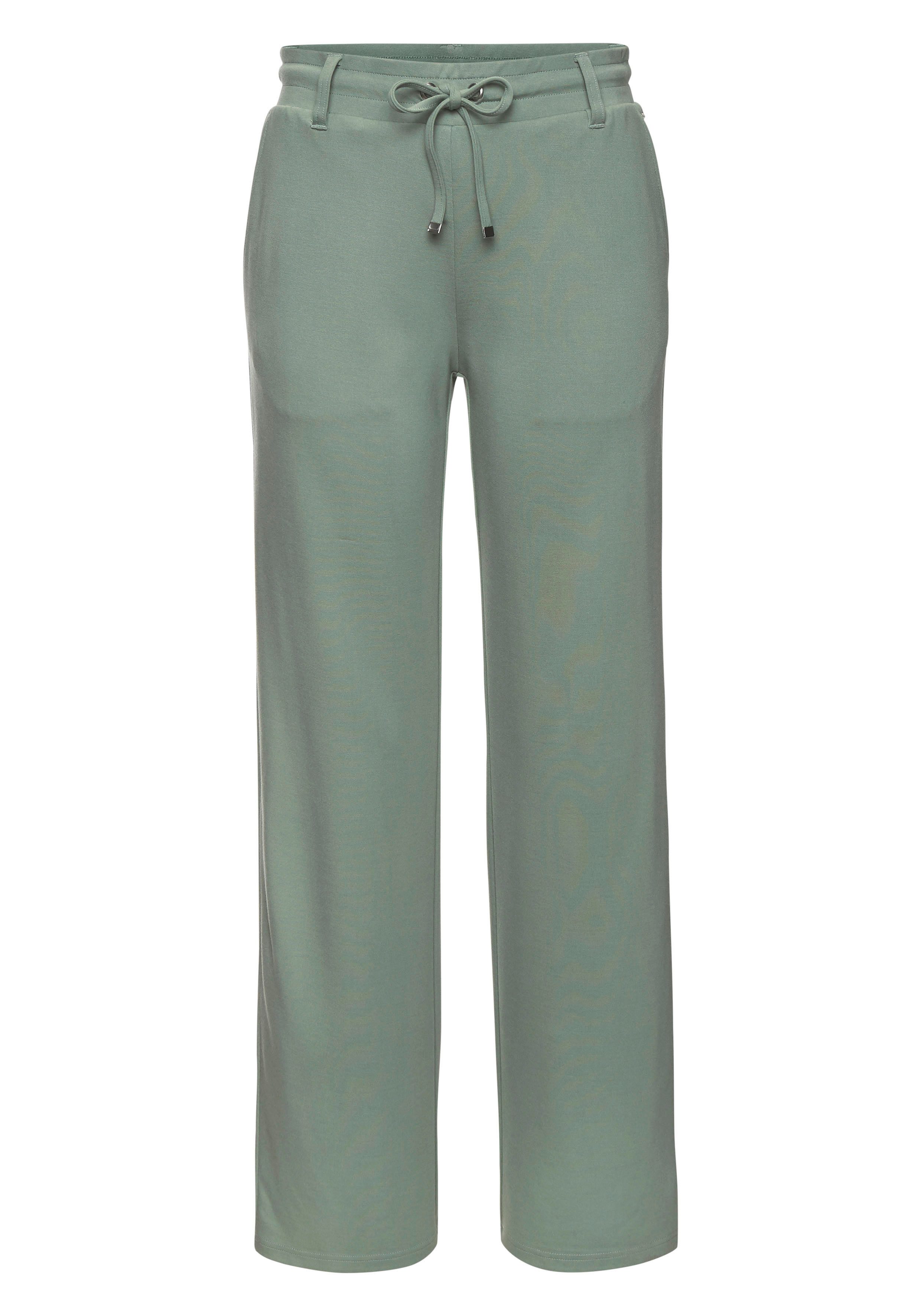 Lascana Homewearbroek in zacht vloeiend materiaal, loungewear lounge broeken maat 48/50 groen