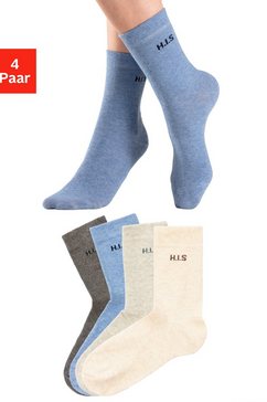 h.i.s sokken zonder snijdende boord (4 paar) blauw