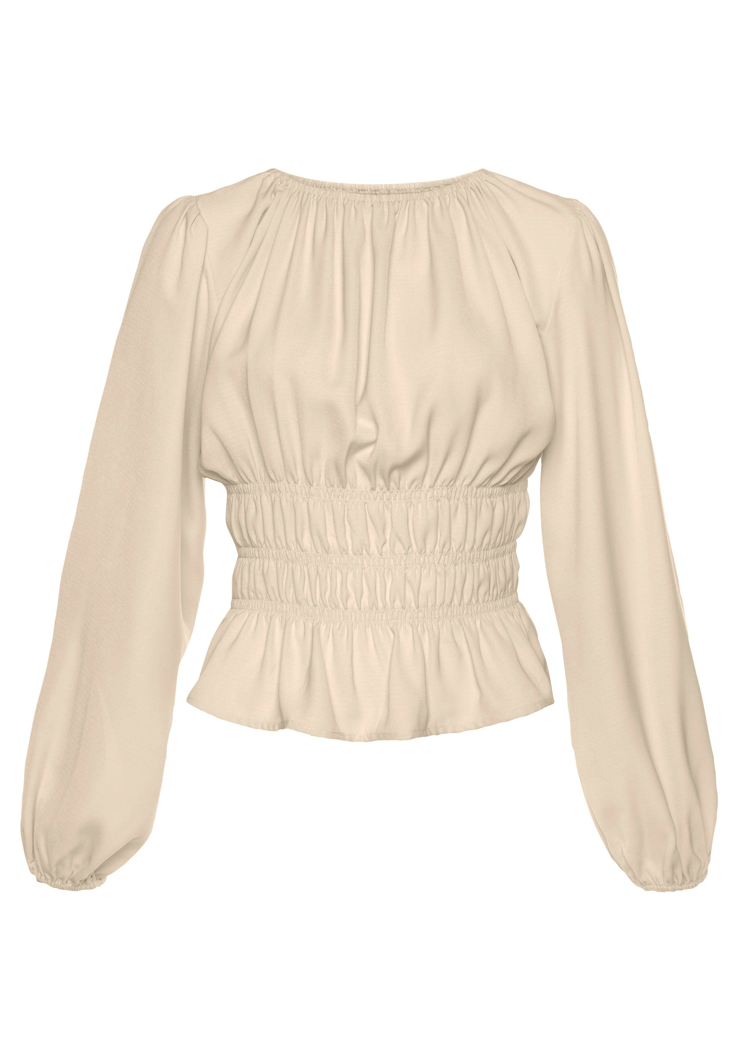 Lascana Blouse met lange mouwen met modieuze rimpelingen, elegante damesblouse, feestelijk