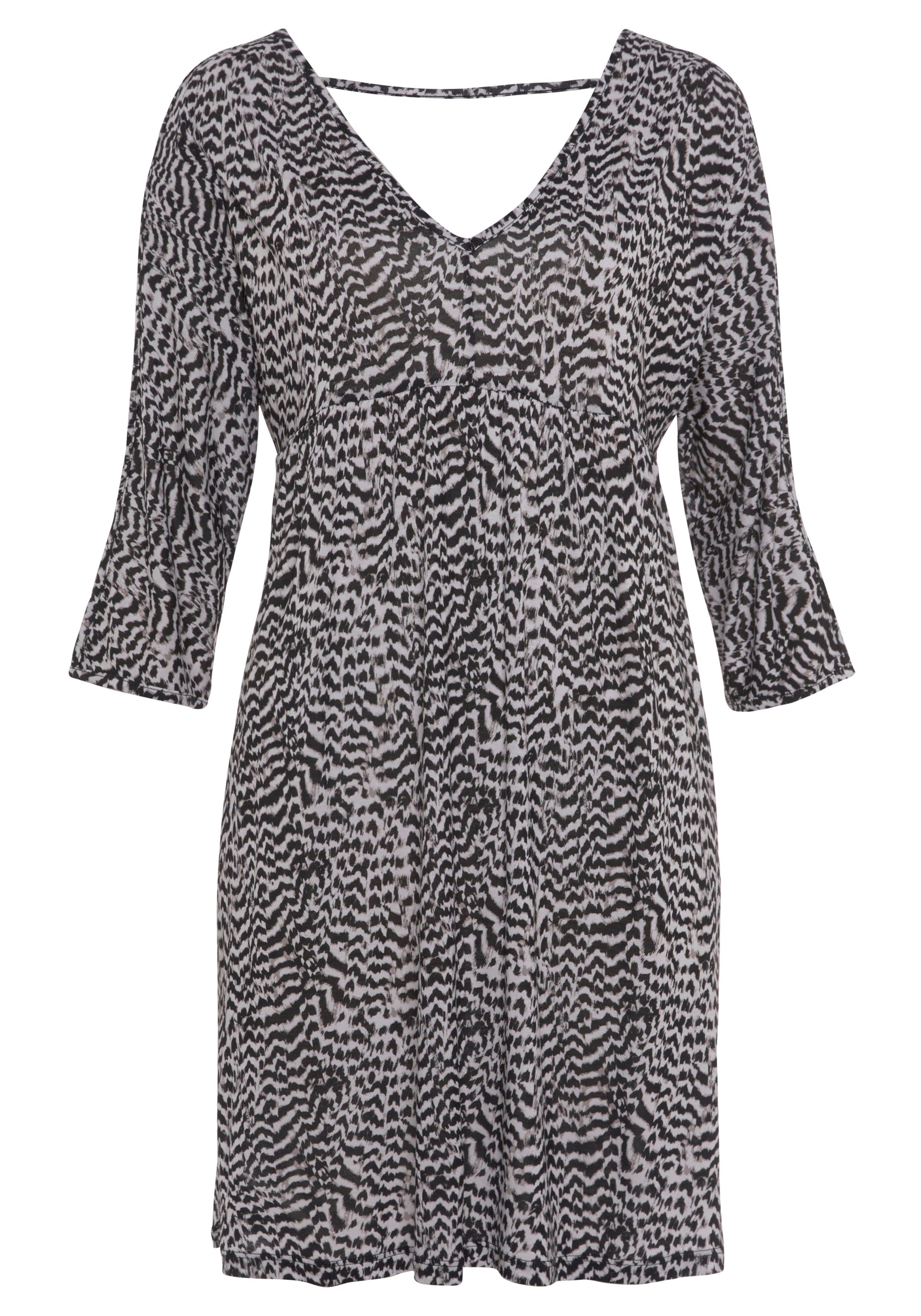 Vivance Jerseyjurk met animal print en v-hals, 3/4 mouwen, zomerjurk, strandjurk