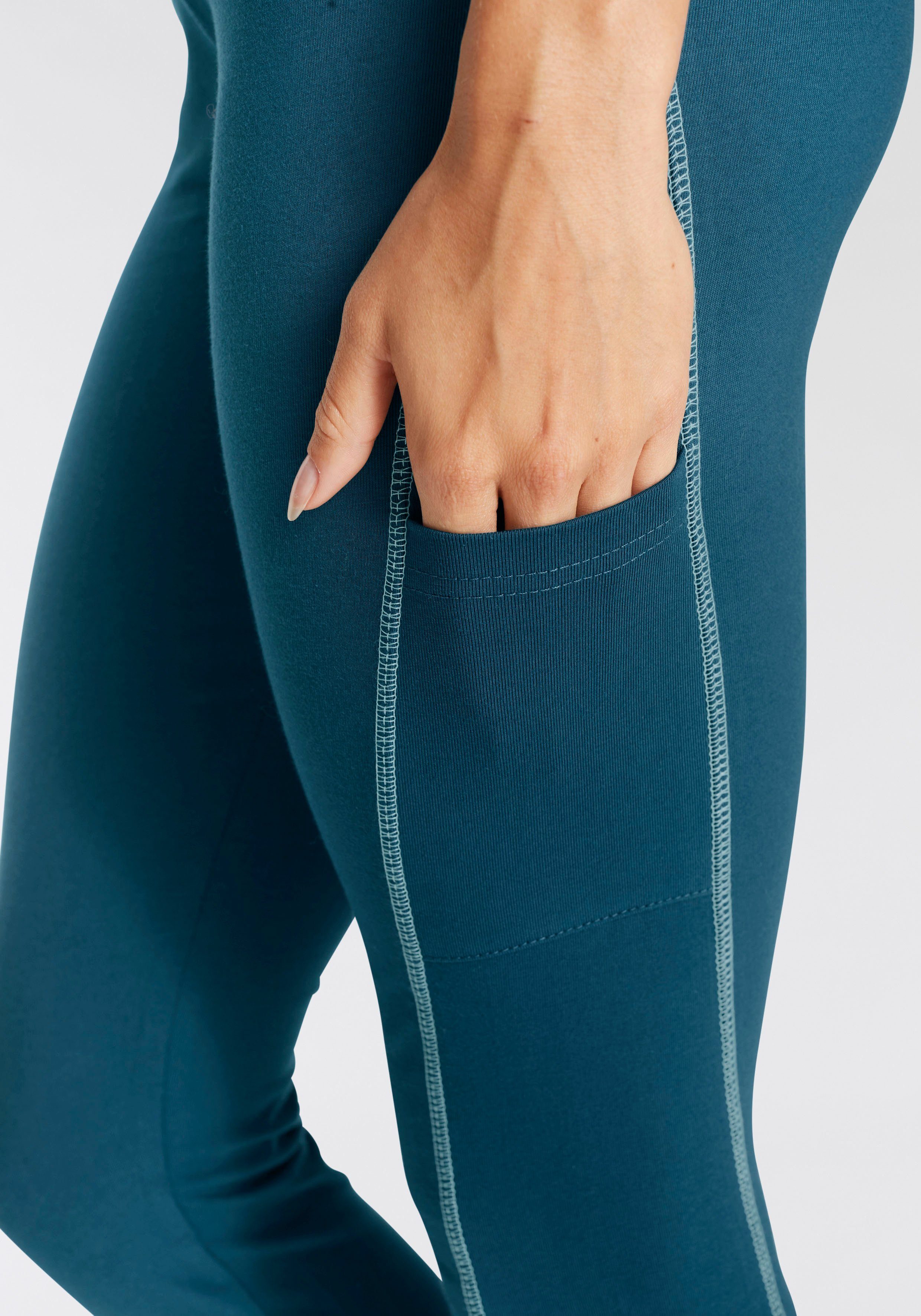 active by Lascana Legging -Sportbroek met contraststiksels en brede band