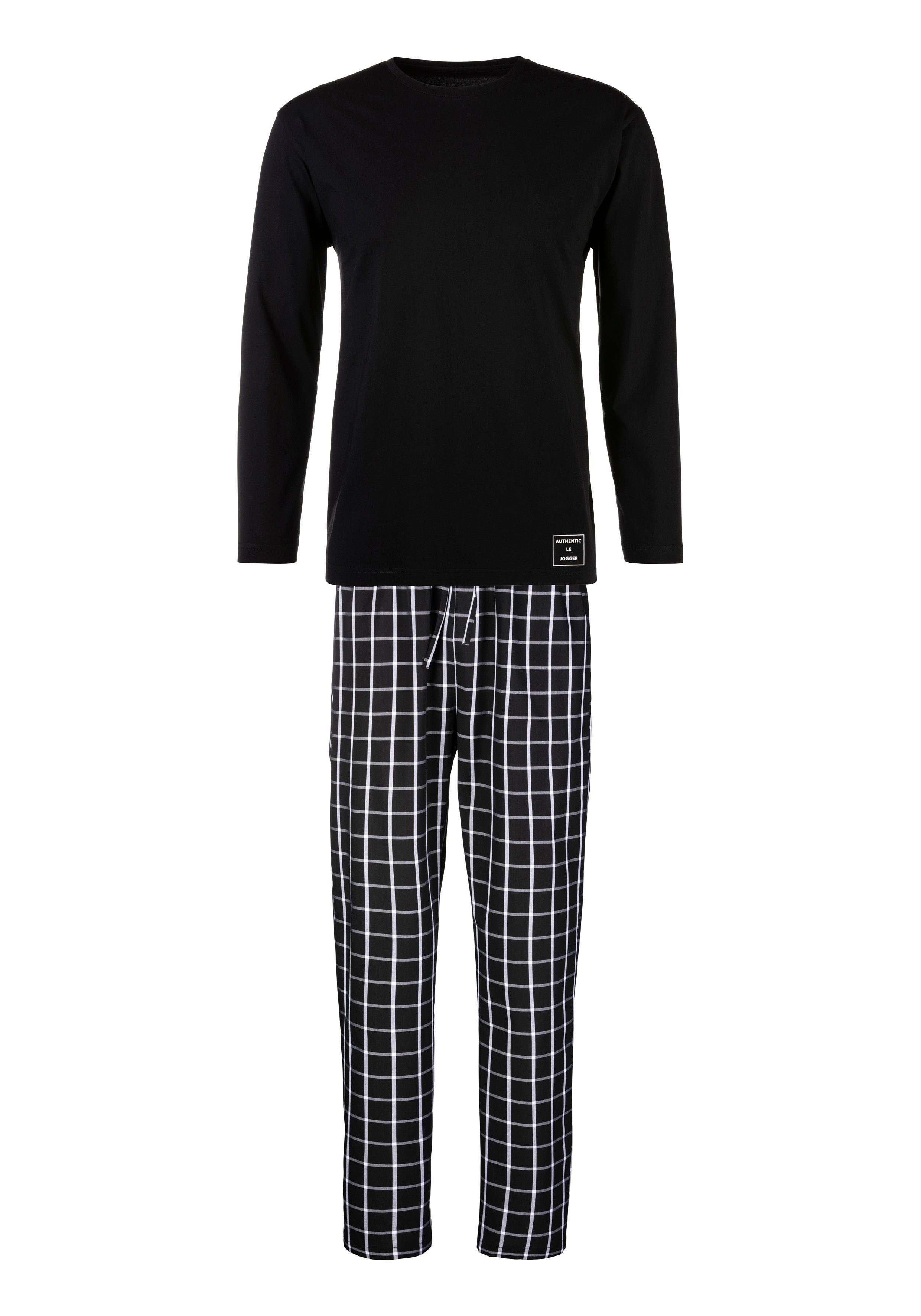 AUTHENTIC LE JOGGER Pyjama Pyjama met geruite geweven broek (2-delig, 1 stuk)