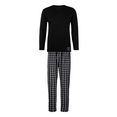 authentic le jogger pyjama met geruite geweven broek zwart