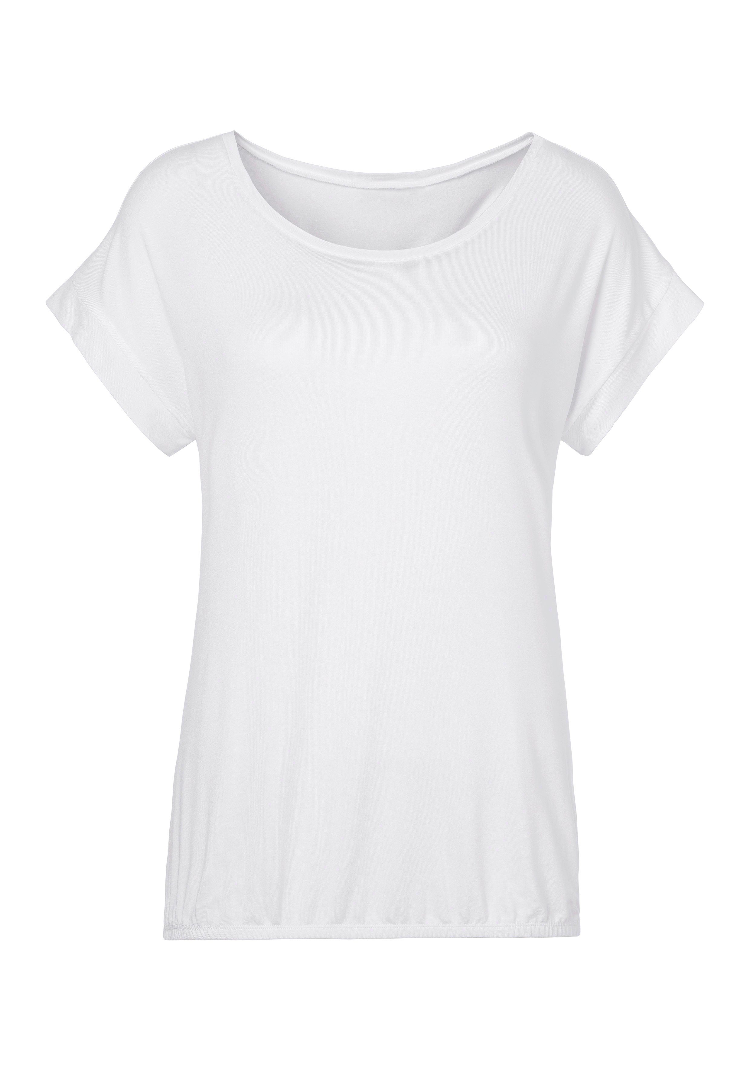 Vivance Shirt met korte mouwen Met elastiek in de band van zachte viscose-stretch (Set van 2)
