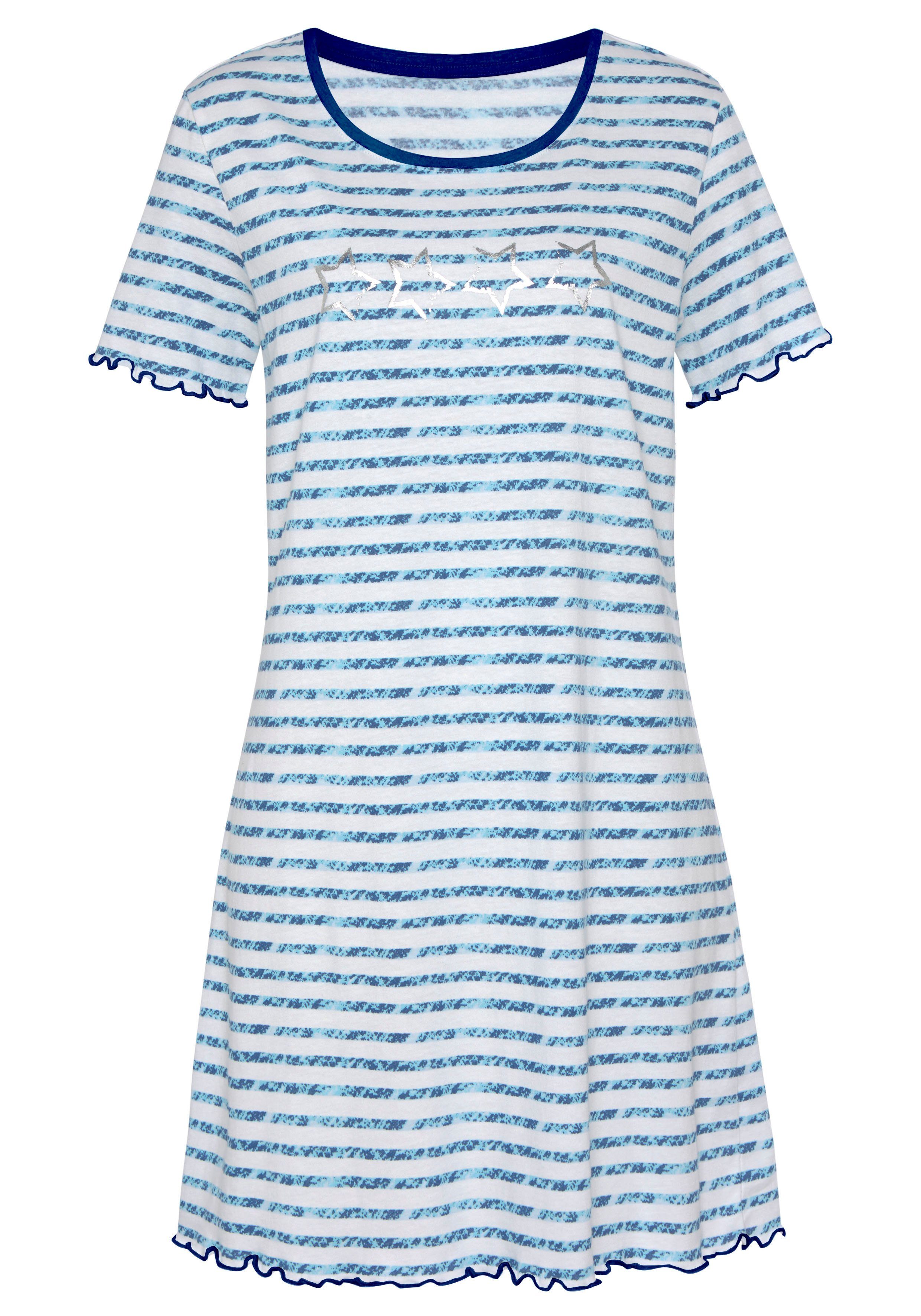 Vivance Dreams Nachthemd met rimpelrandje nachthemden maat 32/34 blauw