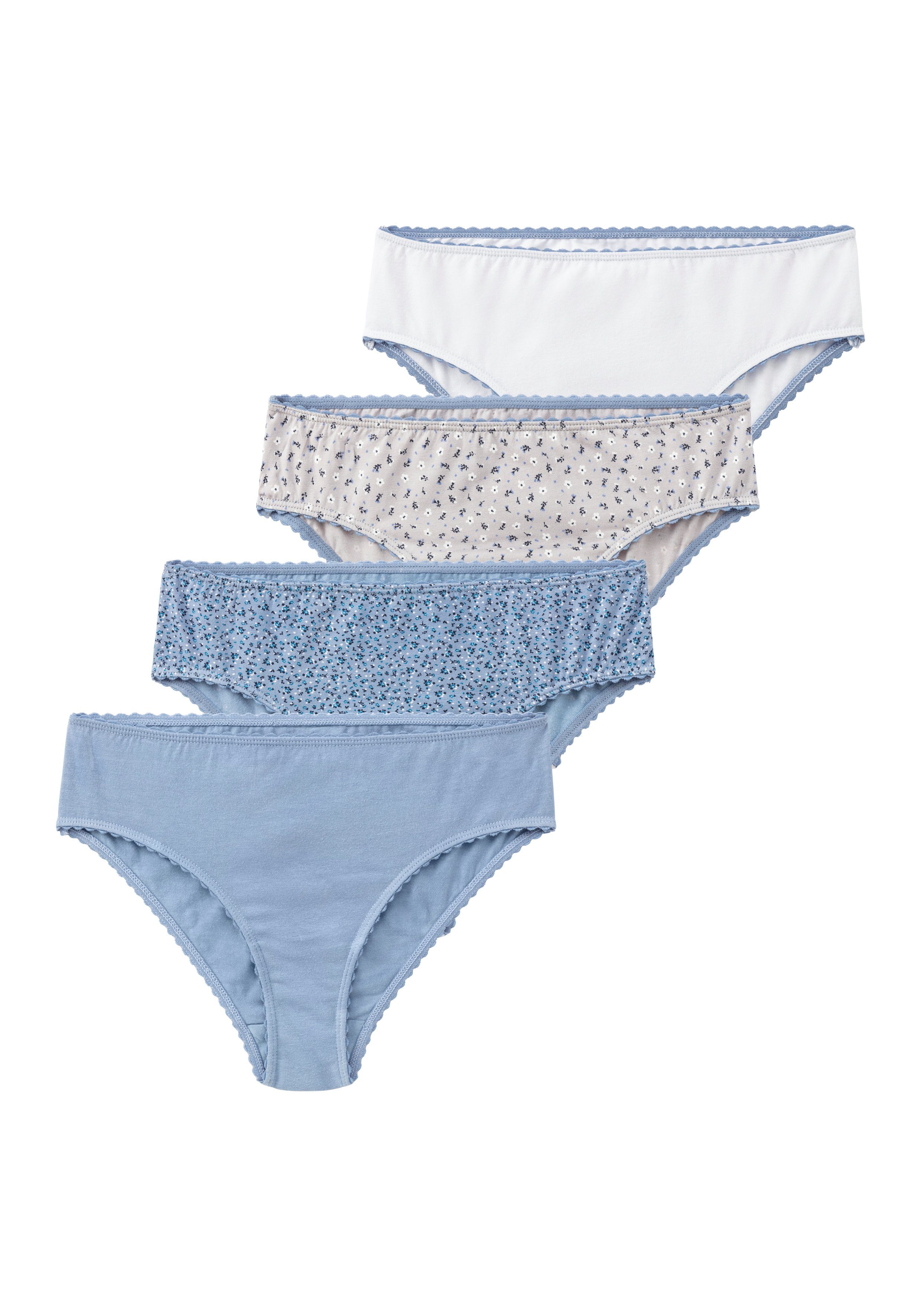 Vivance Slip Millefleursdessin + uni in set (set, 4 stuks)