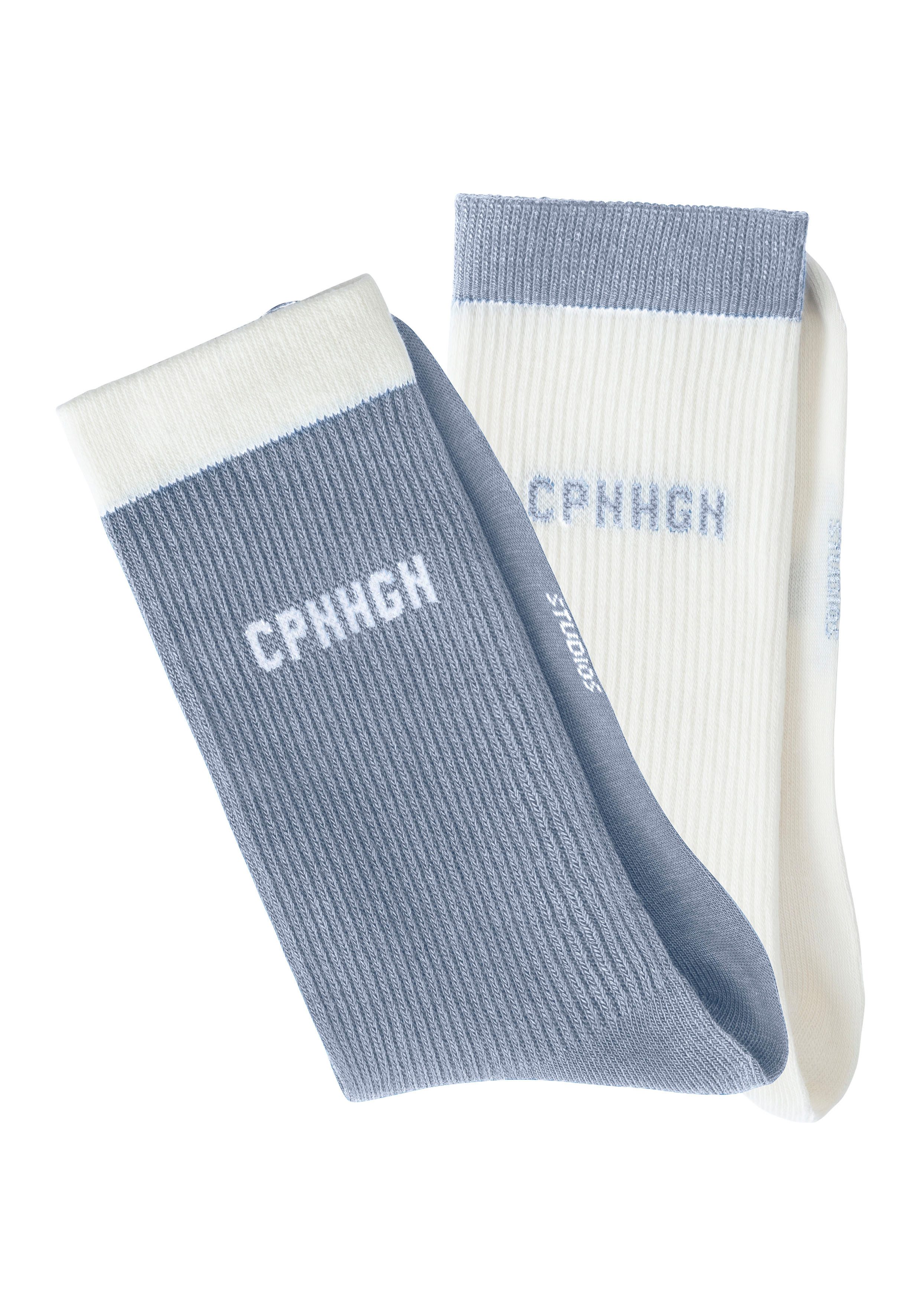 Copenhagen Studios Tennissokken met contrastkleurige band (set, 2 paar) heren maat 39-42 blauw