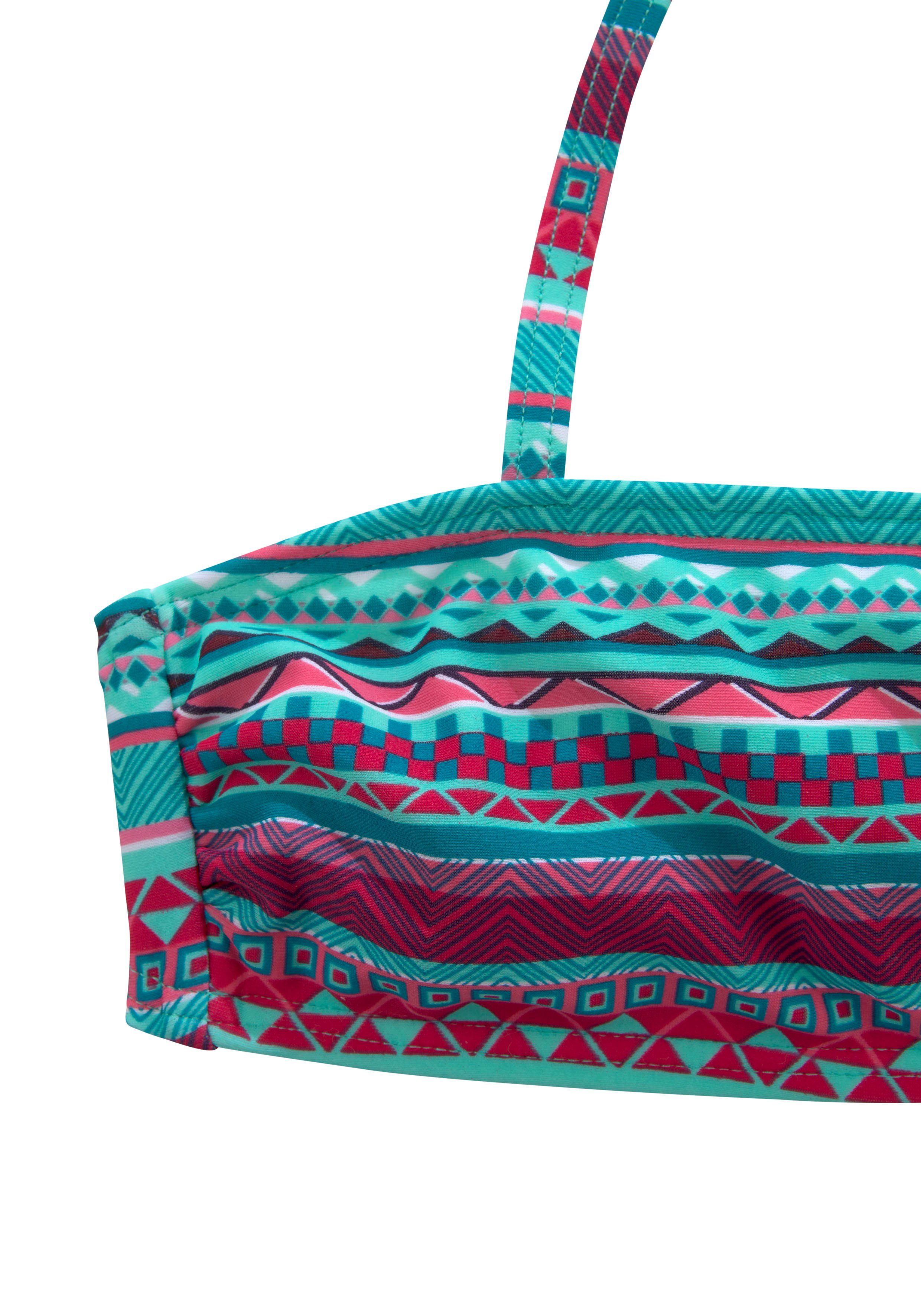 Buffalo Bandeaubikini Lux Kids met abstracte print bikini's maat 170/176 blauw