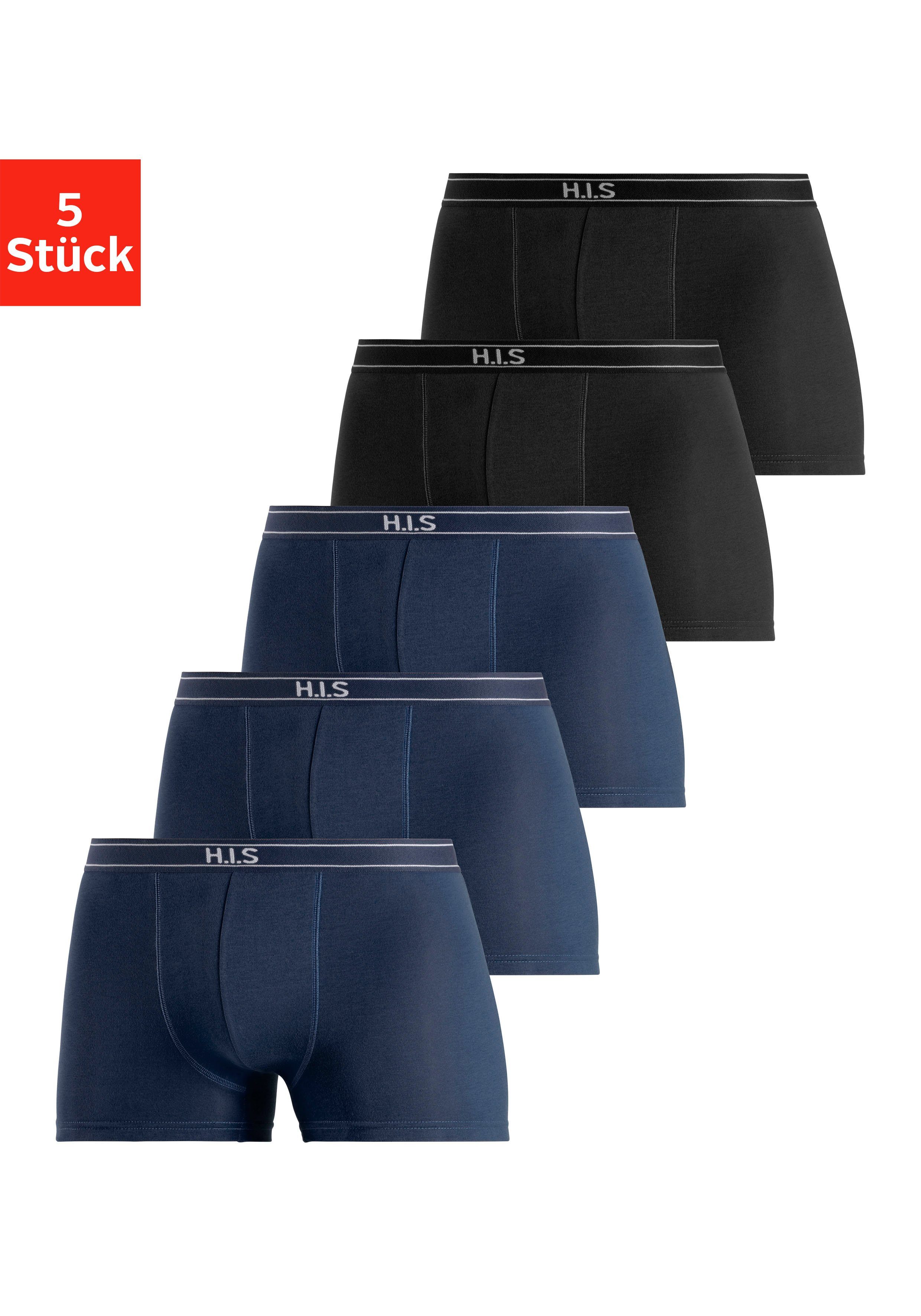 H.I.S Boxershort voor heren met strepen en logo op de band (set, 5 stuks)