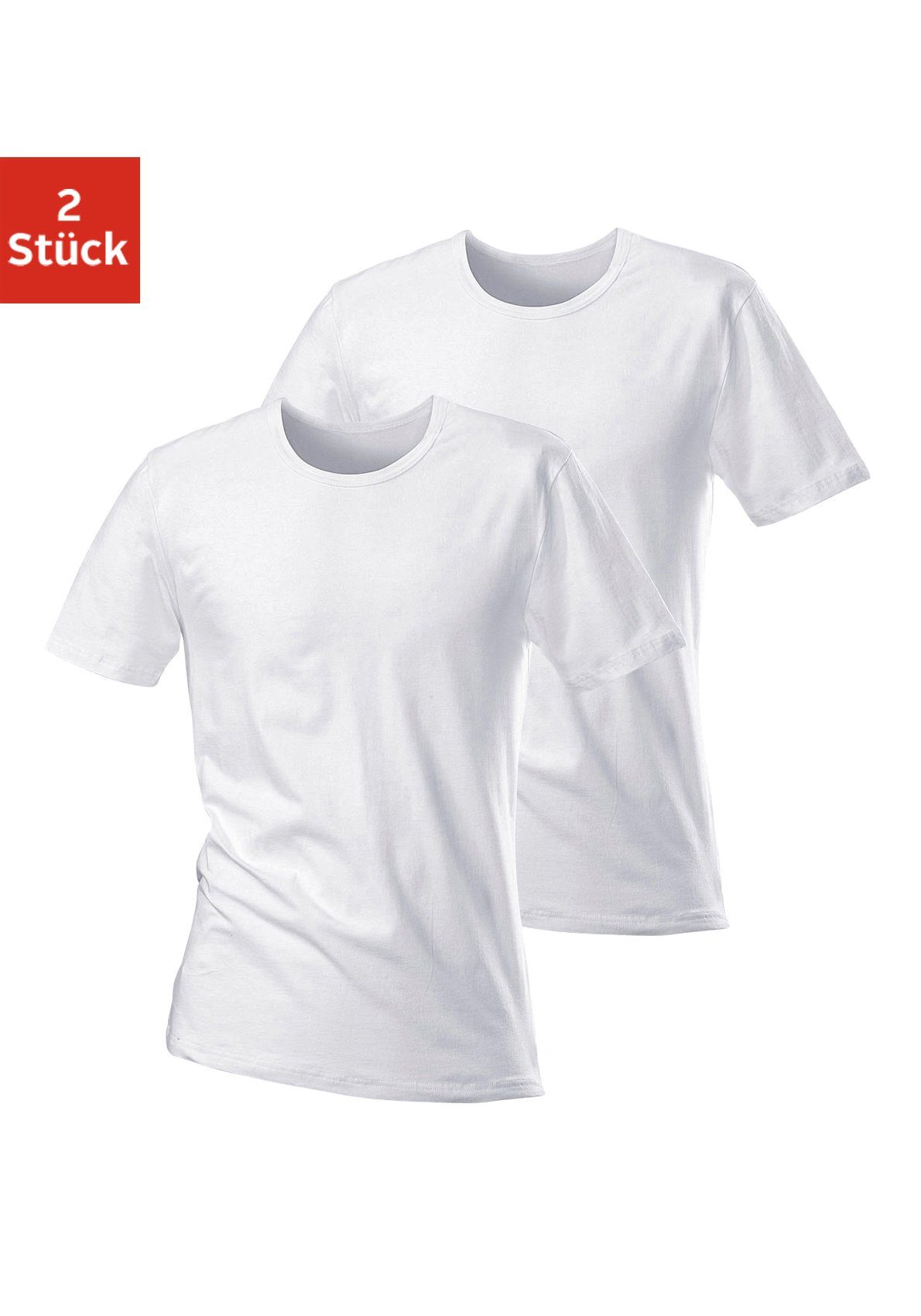 H.I.S T-shirt met ronde hals perfect als ondershirt (Set van 2)