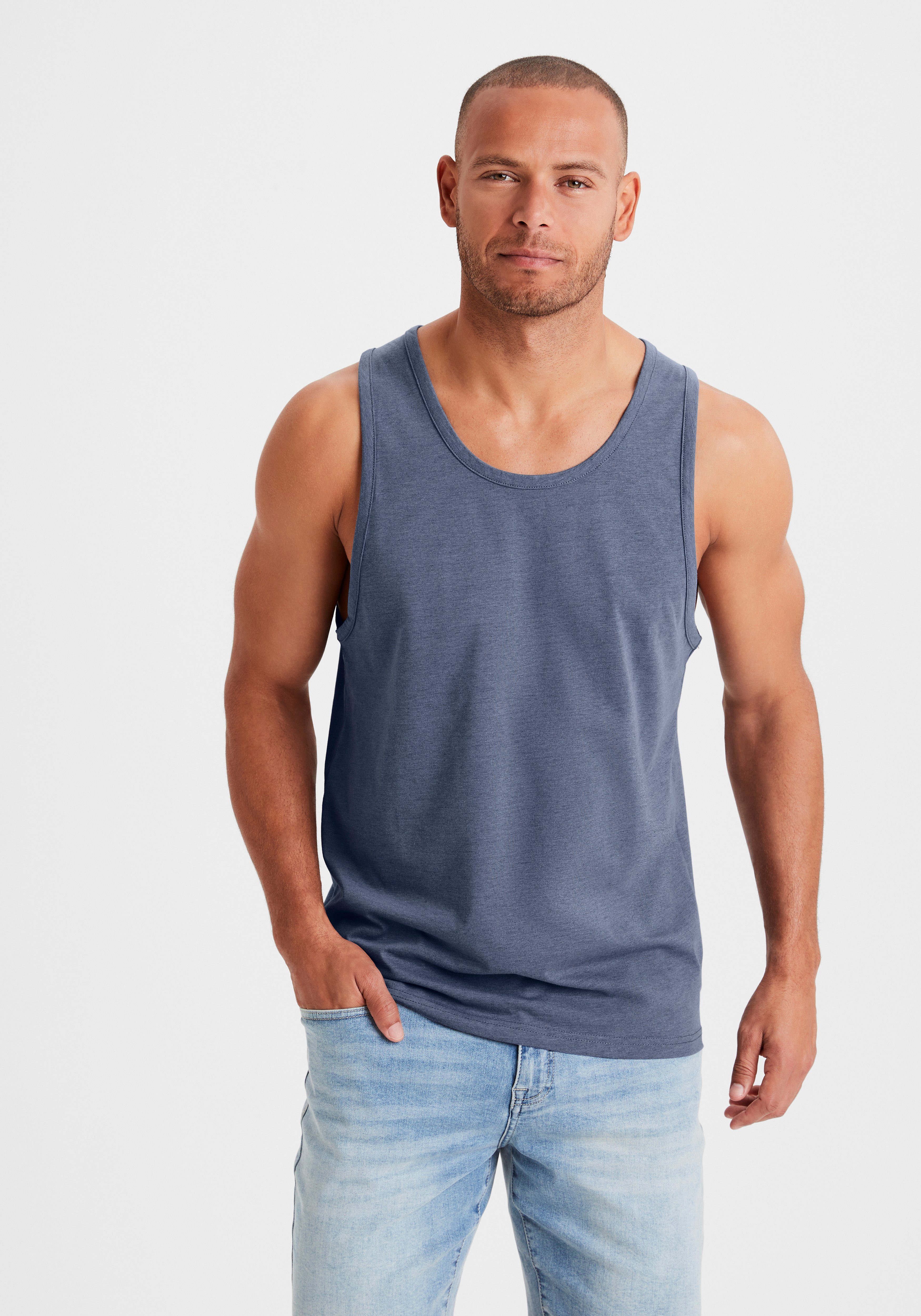 John Devin Tanktop in mooie mêlee-look (set, 2-delig, 2)