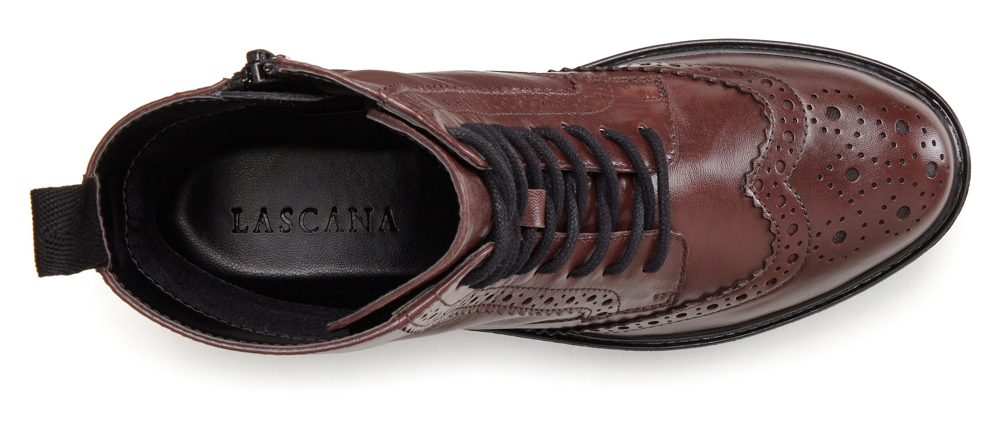 Lascana Veterschoenen Veterschoen, enkellaarsjes, leer, veters en rits