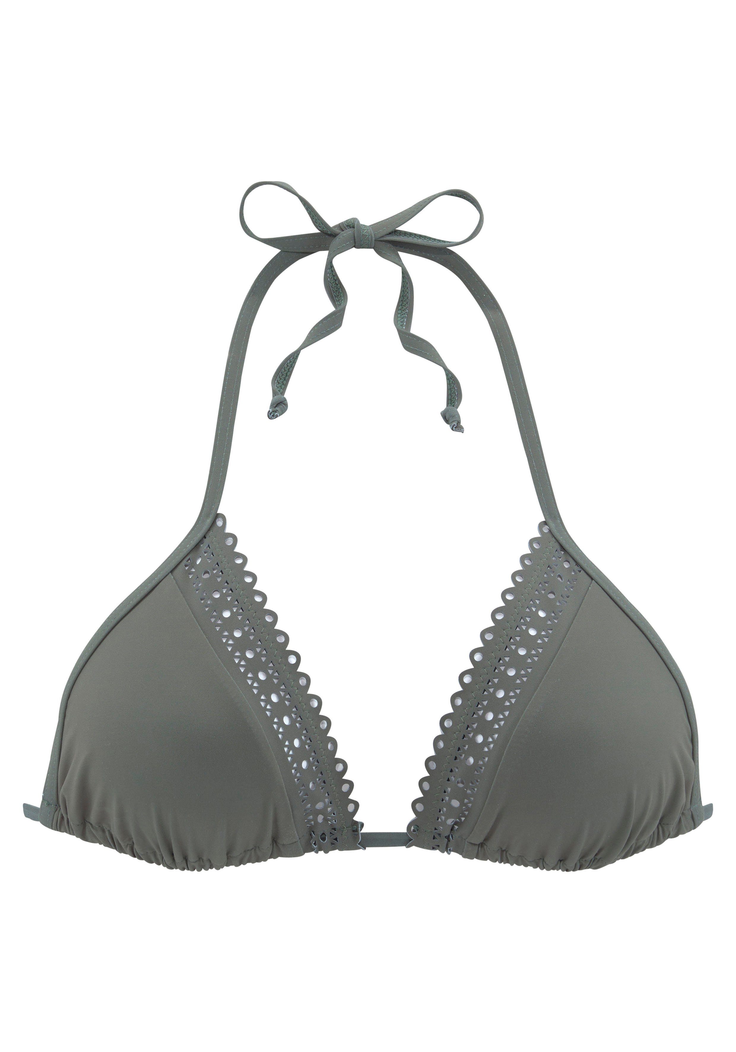 s.Oliver RED LABEL Beachwear Triangel-bikinitop Aiko met gehaakte look bikini's maat 40 A/B groen