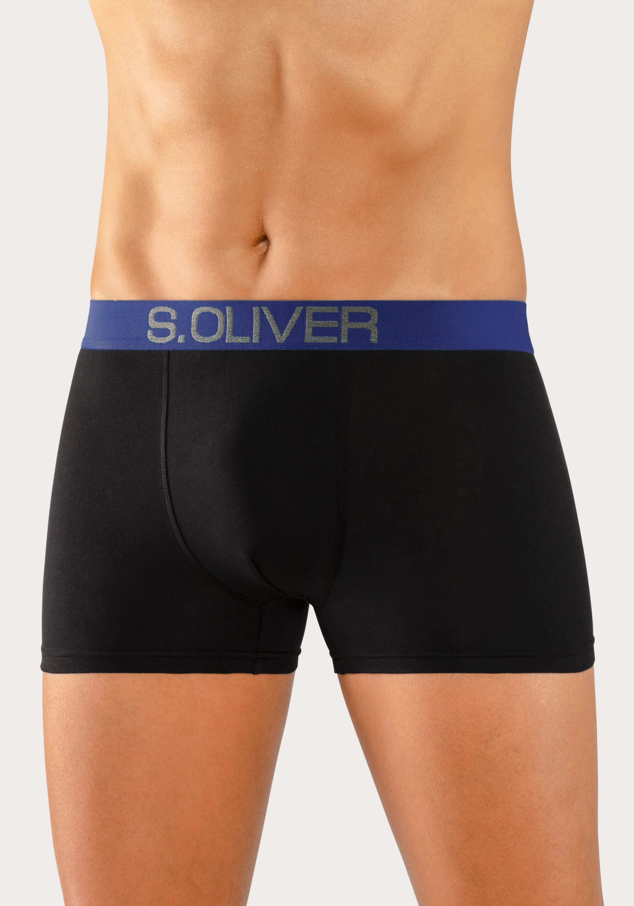 s.Oliver RED LABEL Beachwear Boxershort voor heren met contrastkleurige weefband (set, 4 stuks)