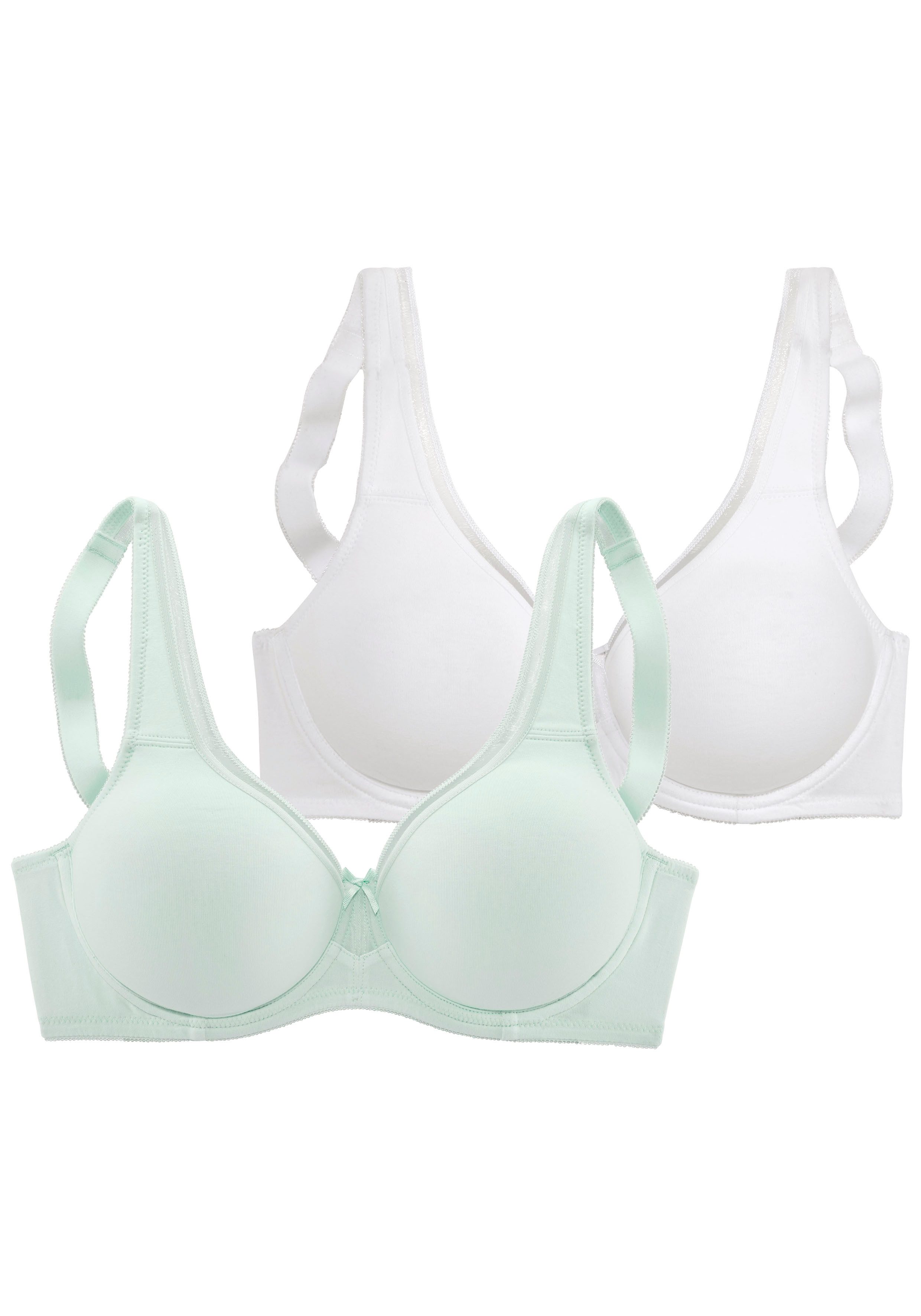 Petite fleur Minimizer-bh van katoen met naadloze cups, basic lingerie (Set van 2)