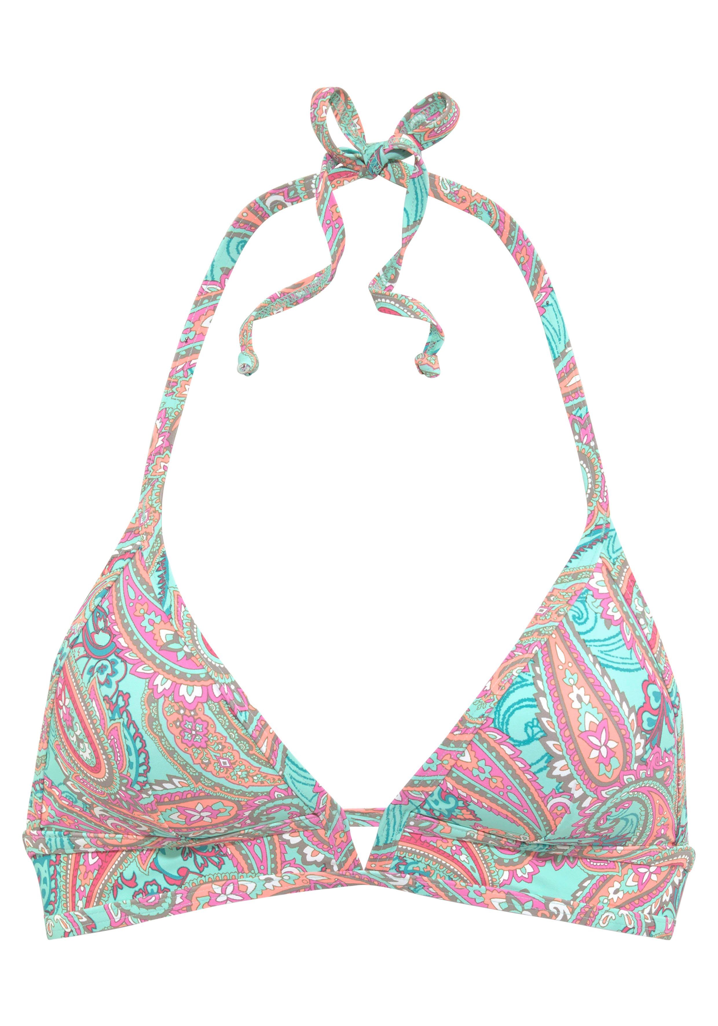 venice beach triangel-bikinitop paislee in zachte kleuren groen