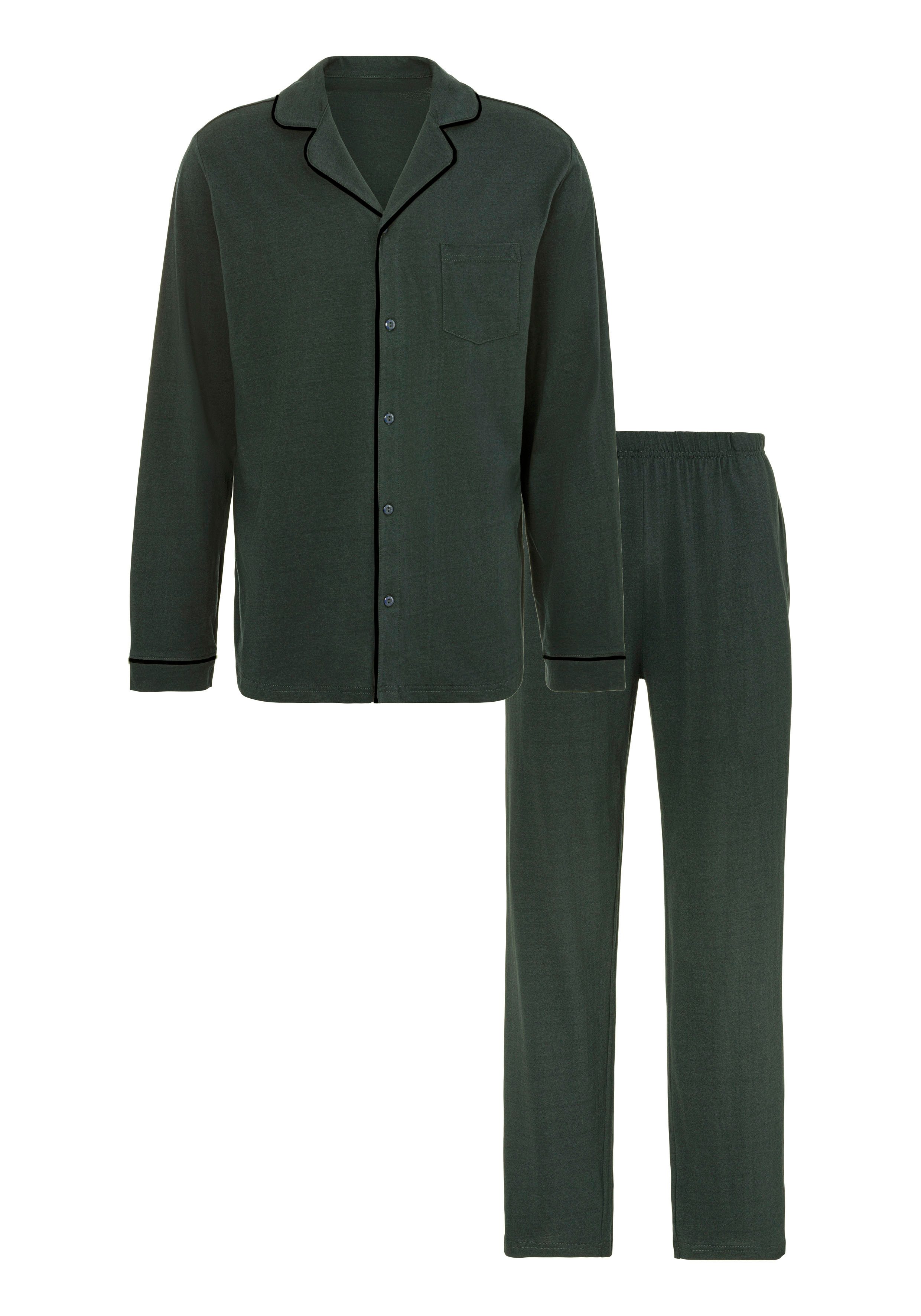 s.Oliver RED LABEL Beachwear Pyjama Pyjama in klassieke snit van comfortabele jerseykwaliteit (2-delig, 1 stuk) heren maat 48/50 groen