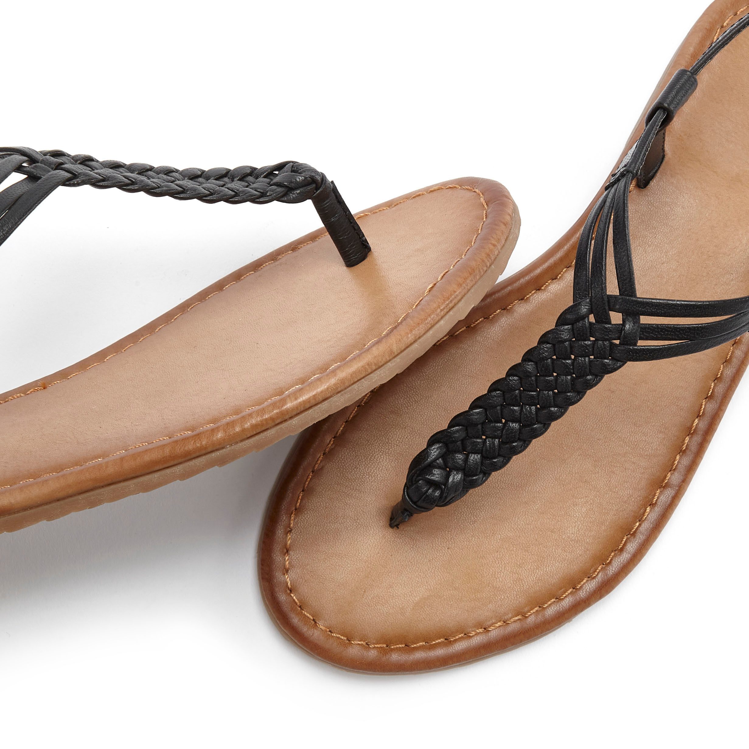 Vivance Teenslippers Sandalette, zomerschoen, sandaal van leer met vlecht-look