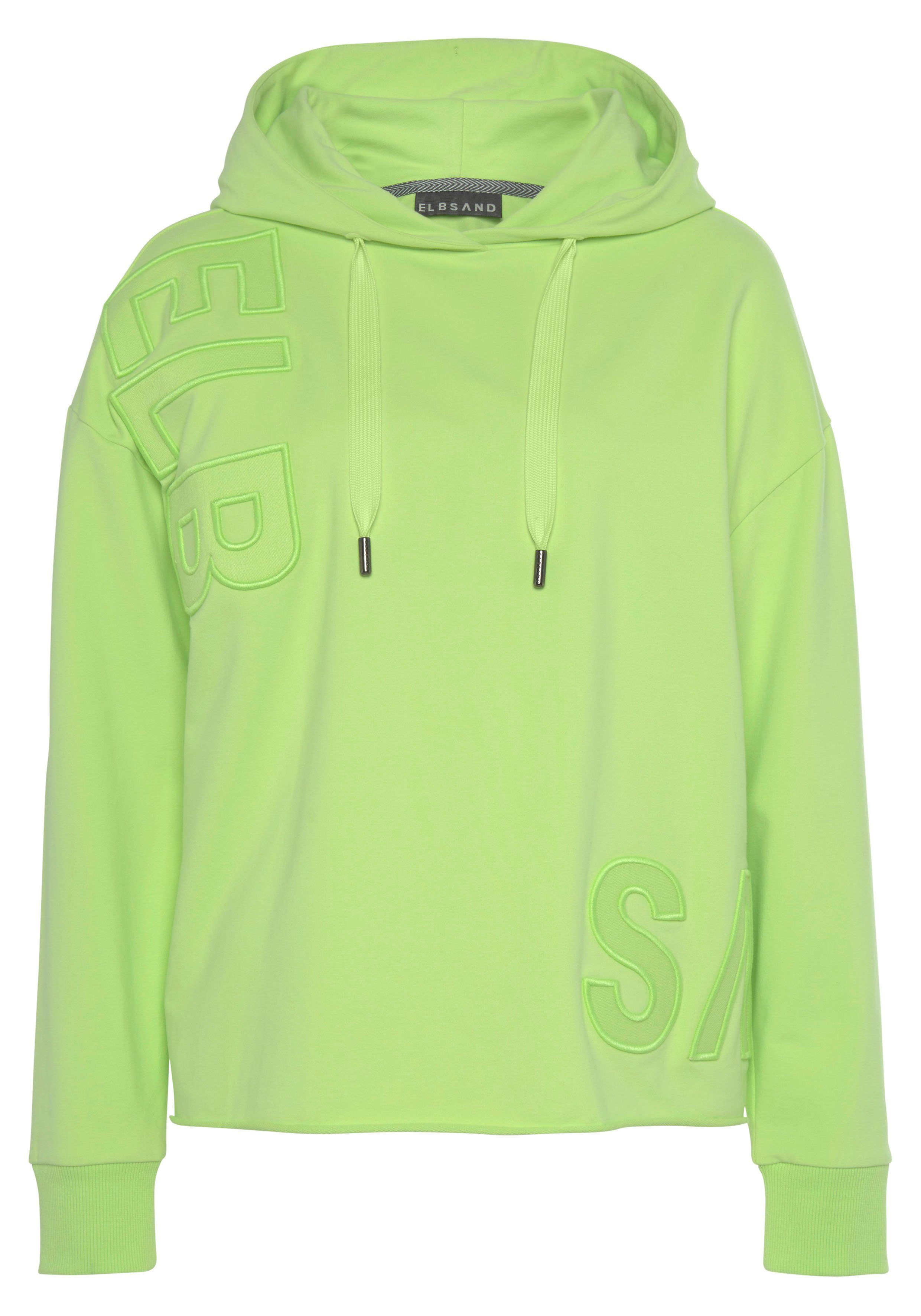 Elbsand Hoodie ELGIN met logo-borduurwerk, losse hoodie van elastische katoen