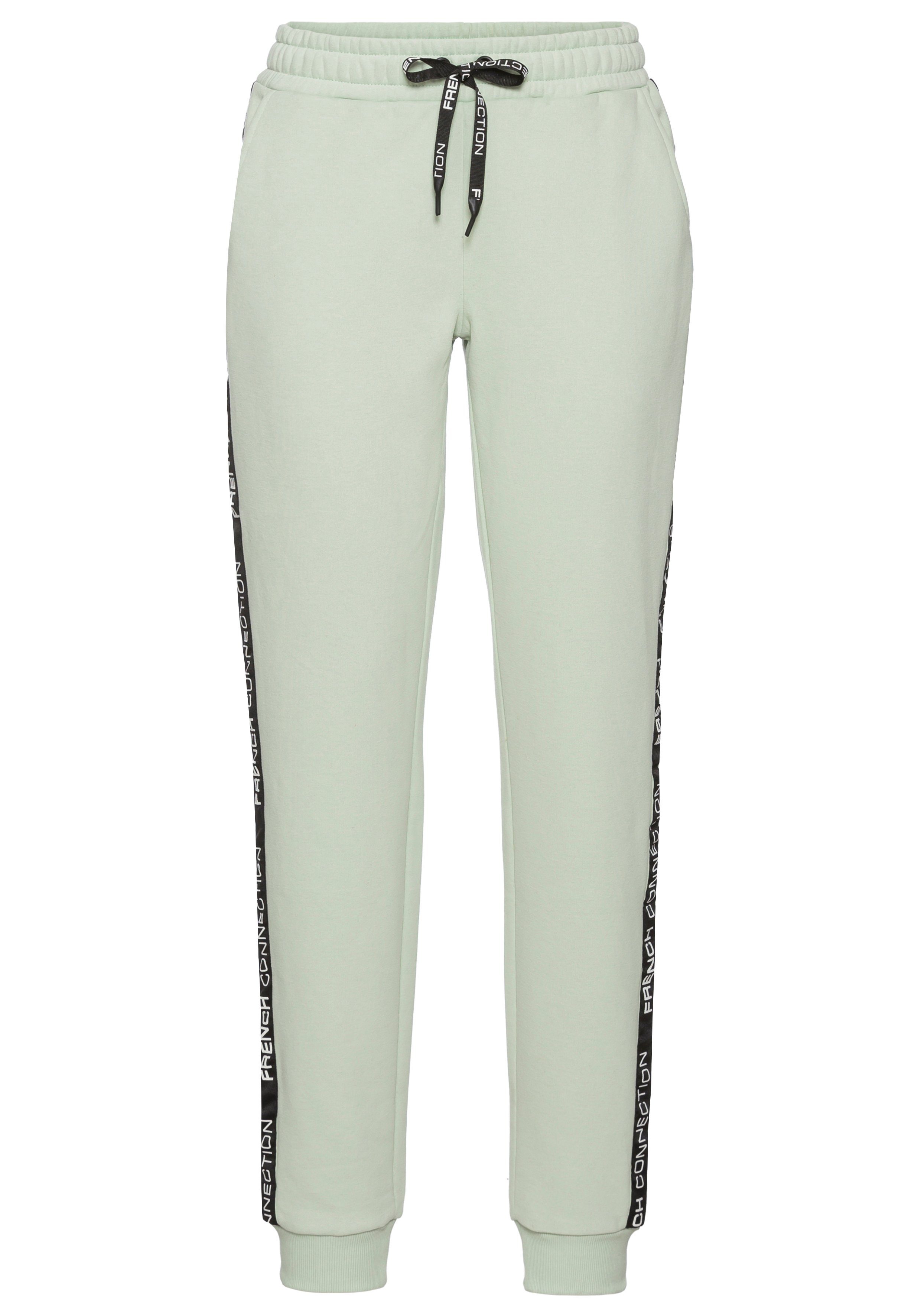 French Connection Sweatbroek met zij contraststrepen en logo-print