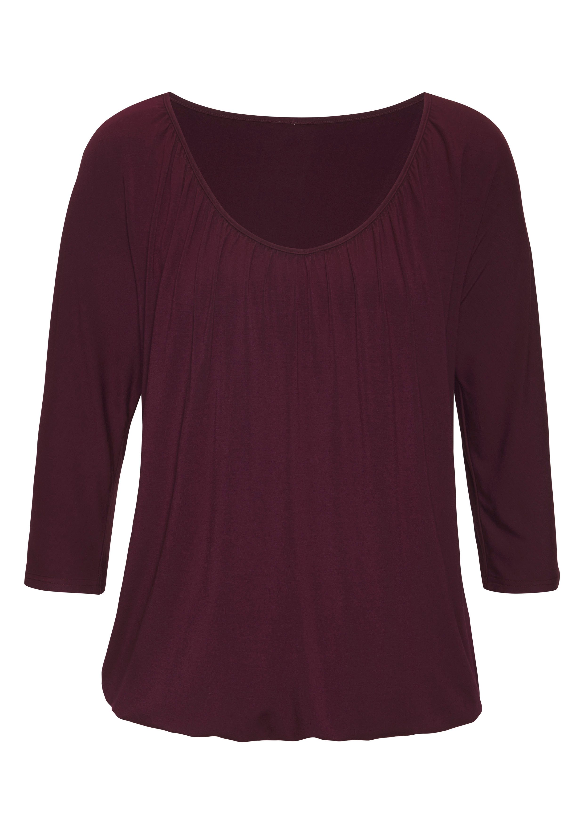 Lascana Shirt met 3/4 mouwen Met fijne plooien bij de hals