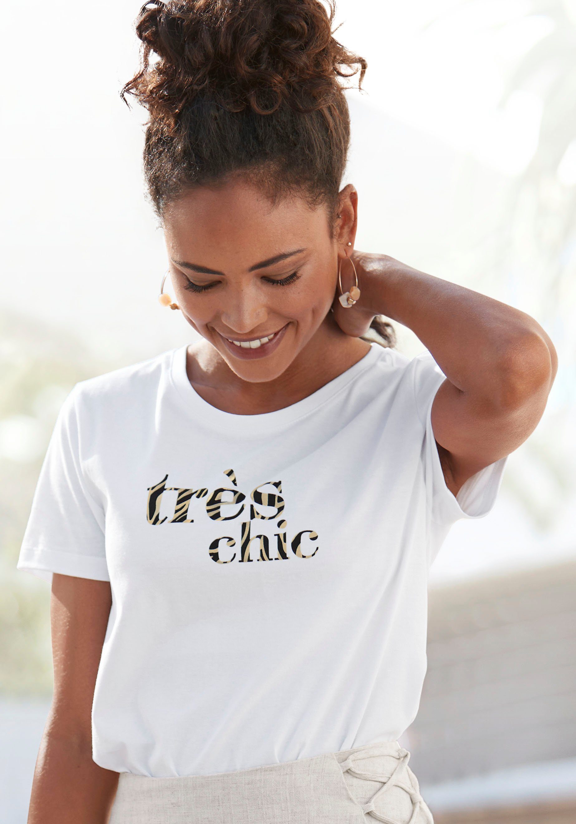 Lascana T-shirt met print, katoenen shirt met korte mouwen, casual-chic