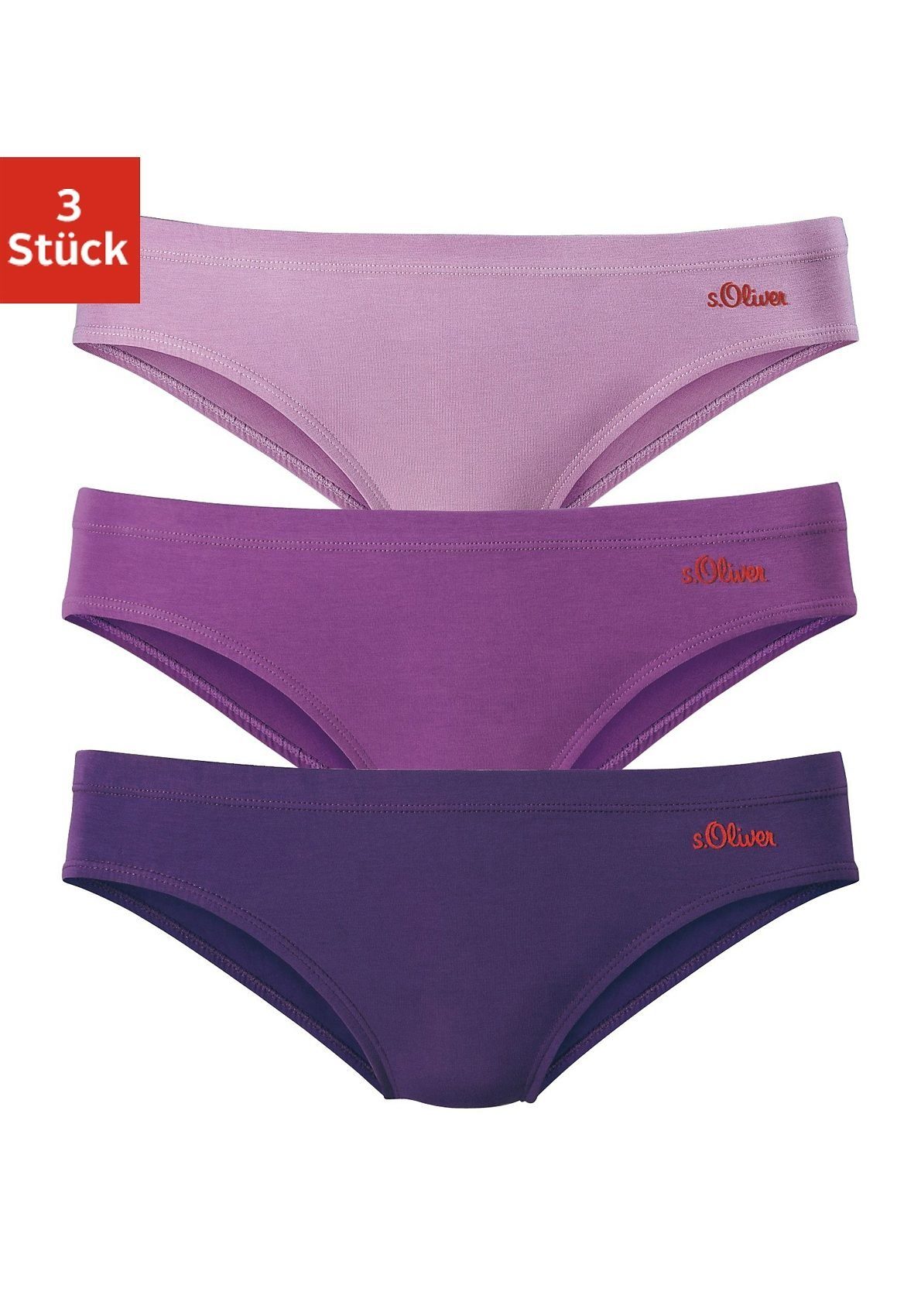 s.Oliver RED LABEL Beachwear Bikinibroekje elastische katoenkwaliteit (3 stuks)