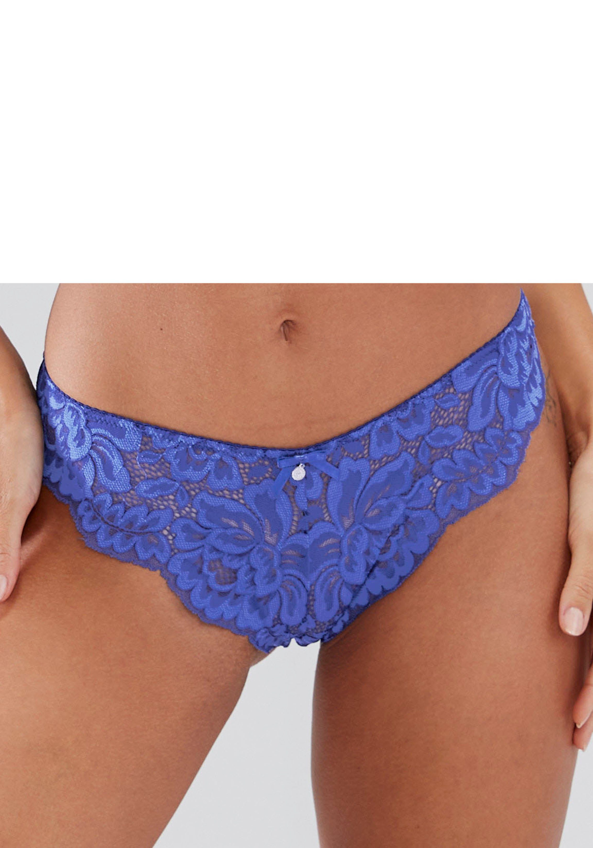 s.Oliver RED LABEL Beachwear Stringpants Charline van gebloemd kant in transparante look