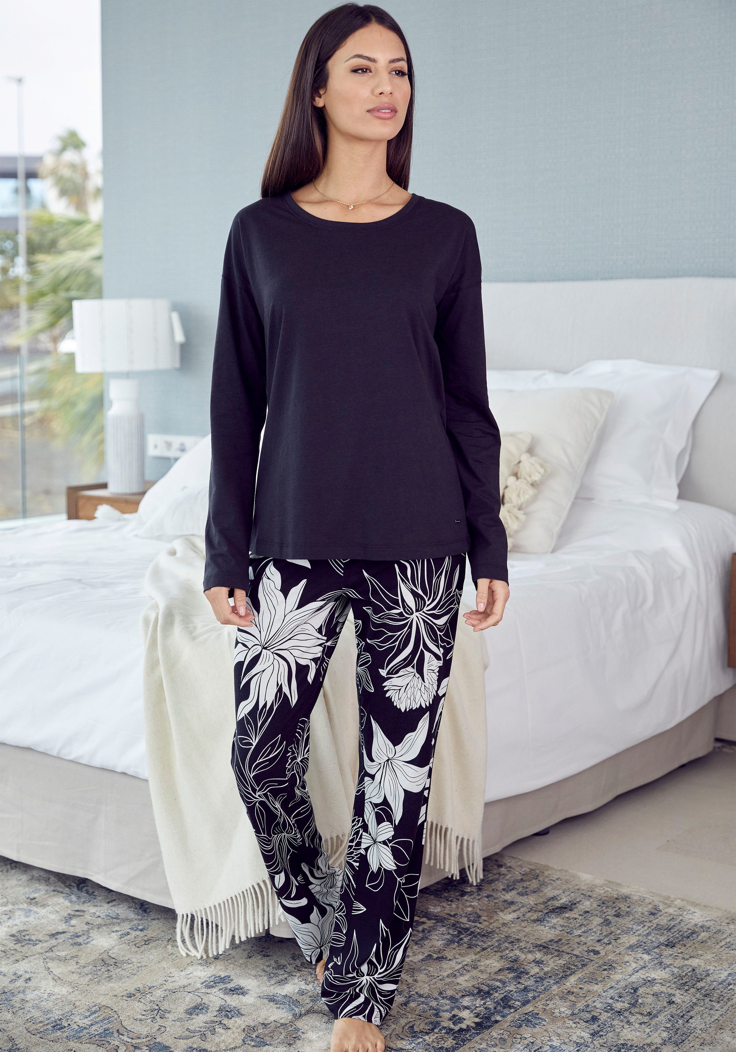Lascana Pyjama top met afhangende schouders