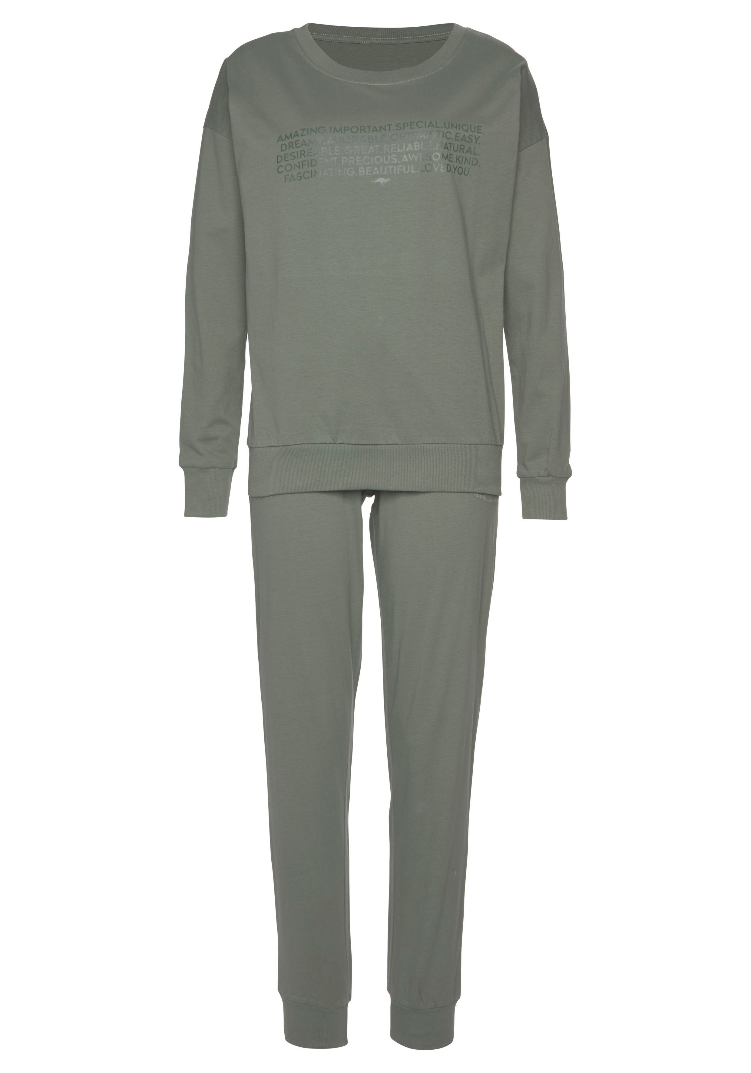 KangaROOS Pyjama met slogan-frontprint (2-delig, 1 stuk) pyjama's maat 44/46 groen