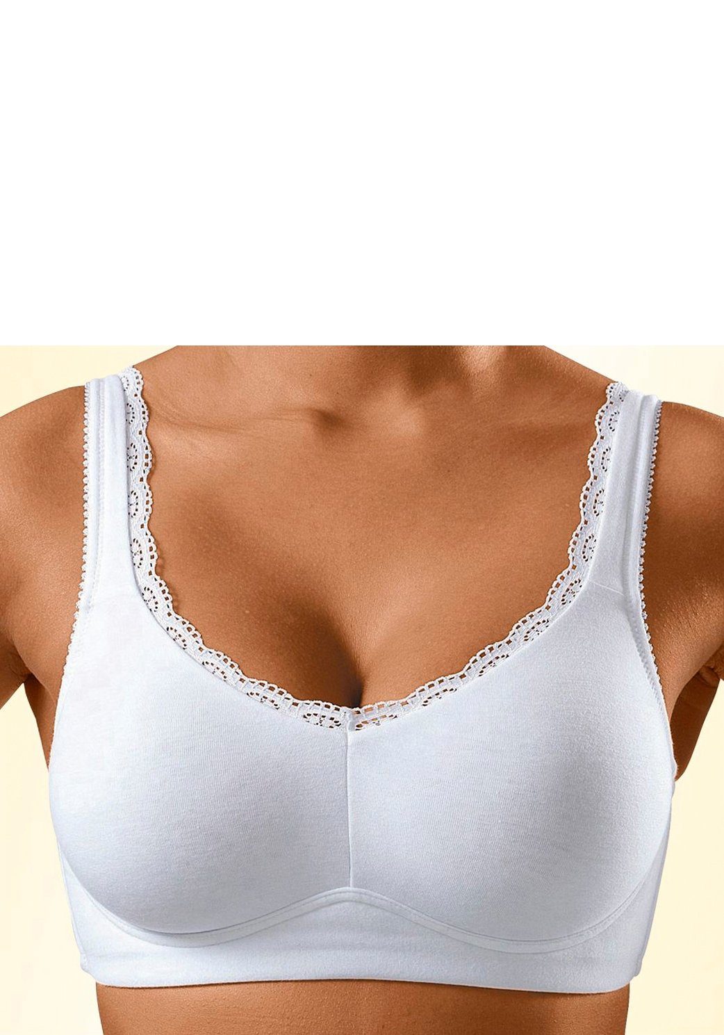 Petite fleur Soft-bh zonder beugels, met kanten randjes (Set van 2)