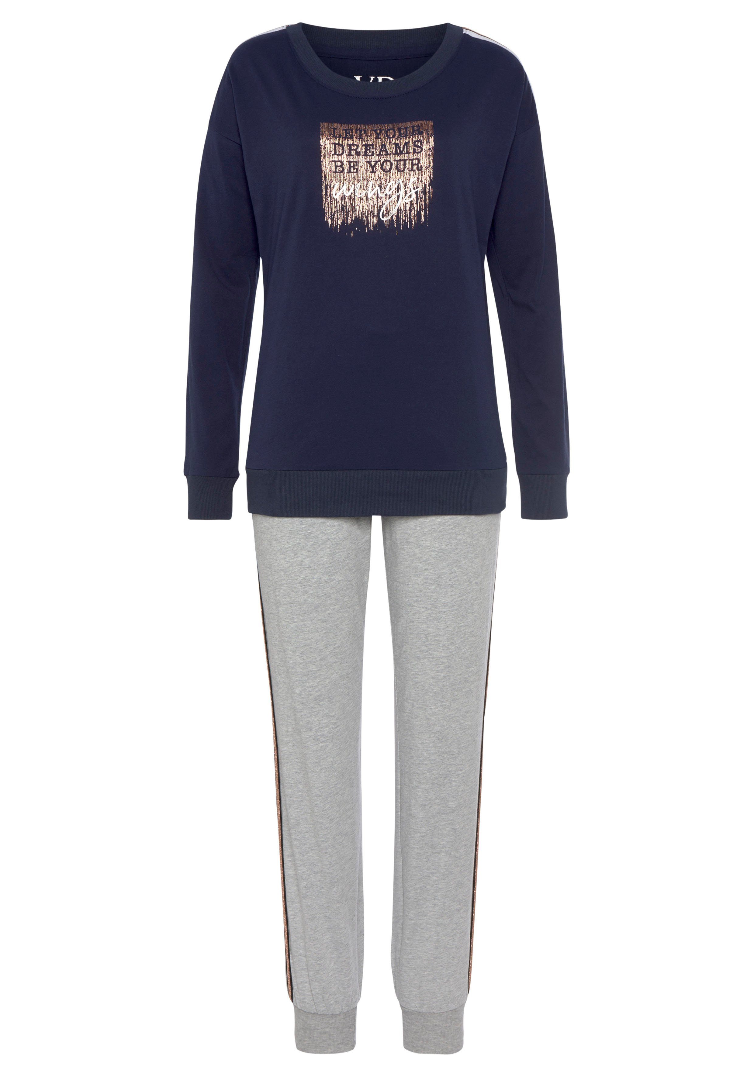 Vivance Dreams Pyjama met contrastkleurige tapedetails (2-delig, 1 stuk)