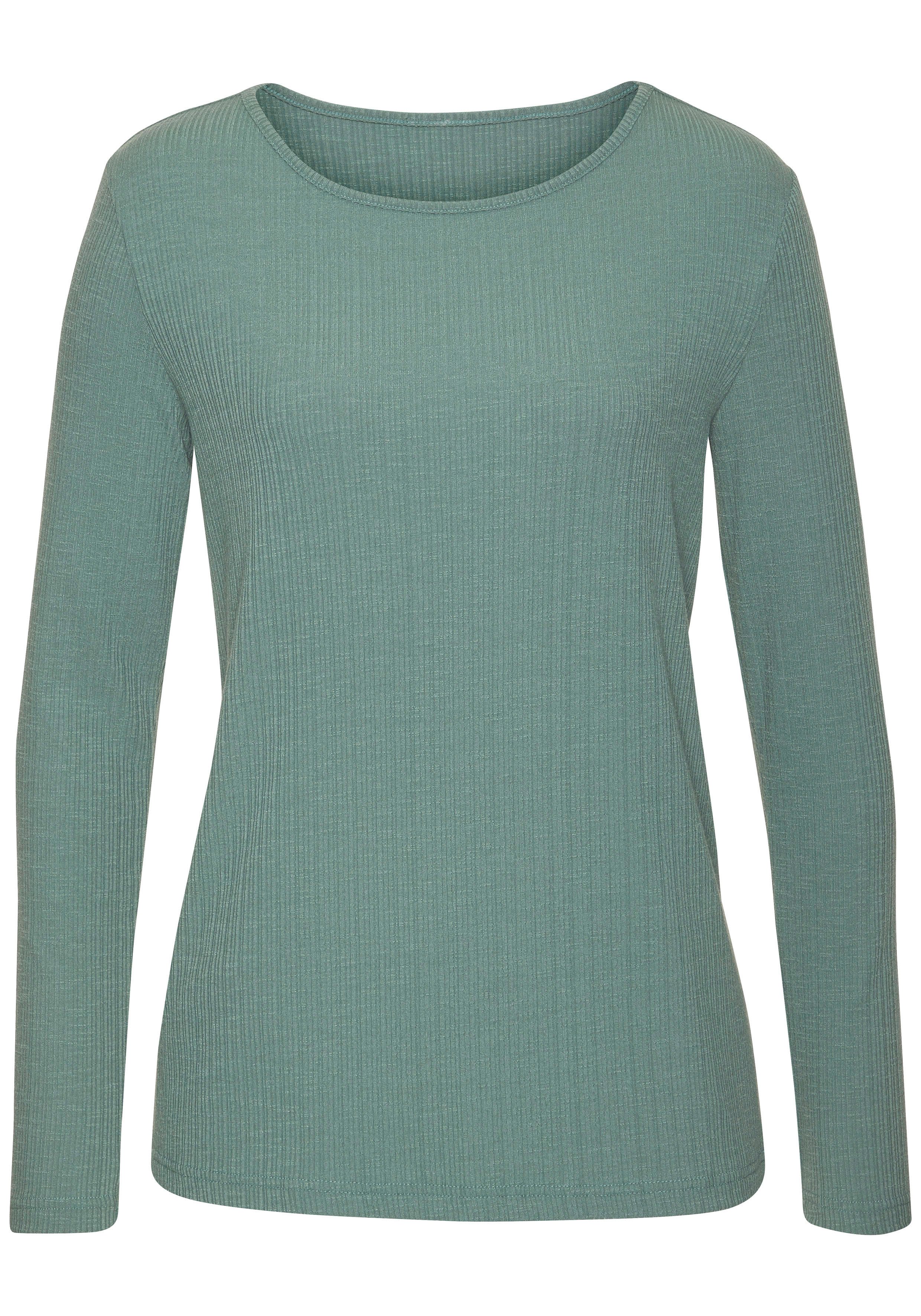 Vivance Shirt met lange mouwen Met modieuze ribstructuur gemaakt van soepelvallende kwaliteit met viscose