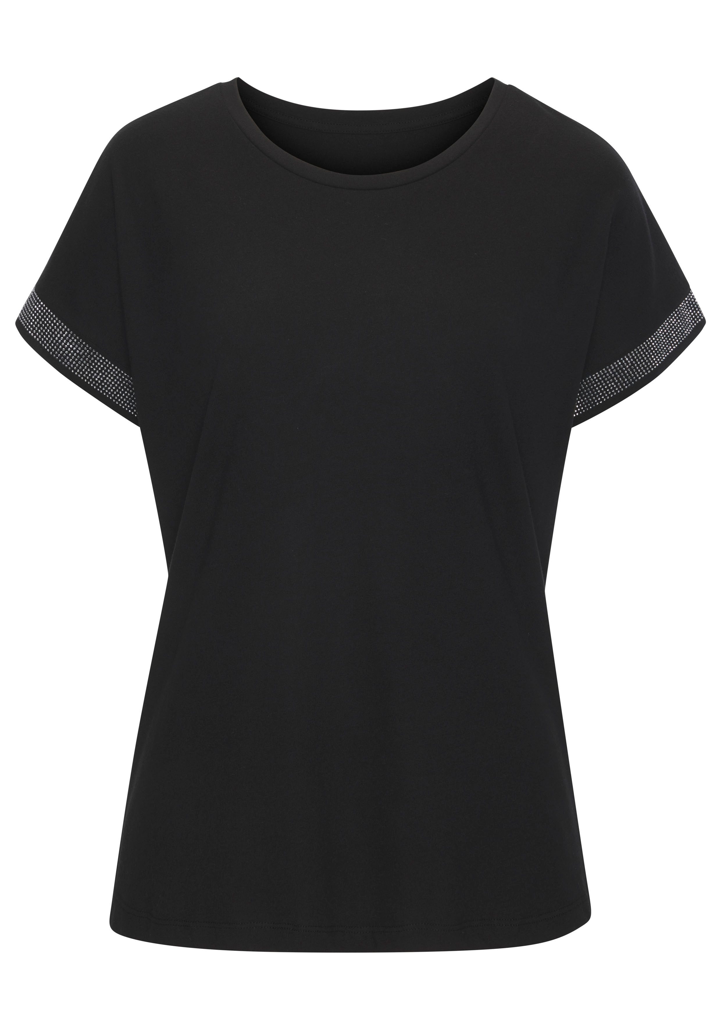 Lascana Shirt met korte mouwen Met glinsterend strass-ontwerp op de arm